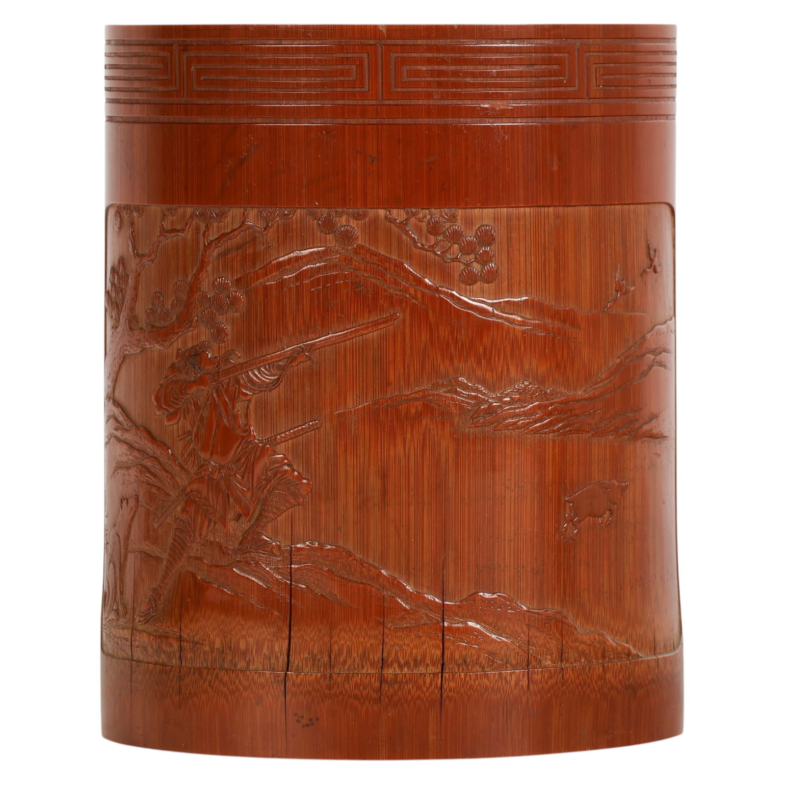 Chinese Antique Bamboo Gilt Repousse Brush Pot (1 of 8)