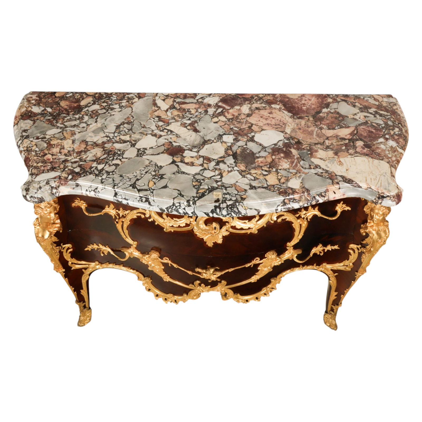 Krieger French Ormolu Marble Top Bombe Commode - 6