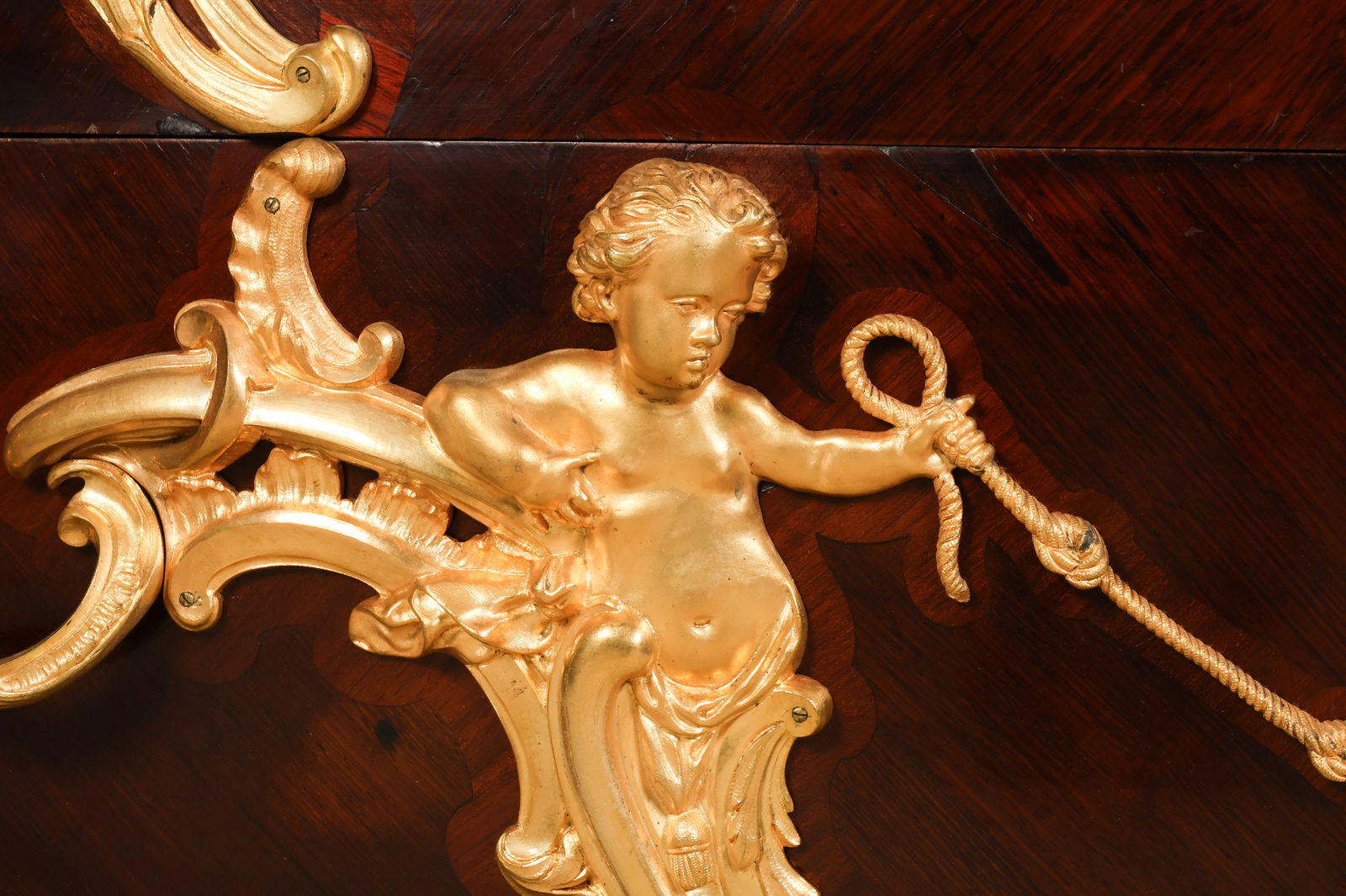 Krieger French Ormolu Marble Top Bombe Commode - 8