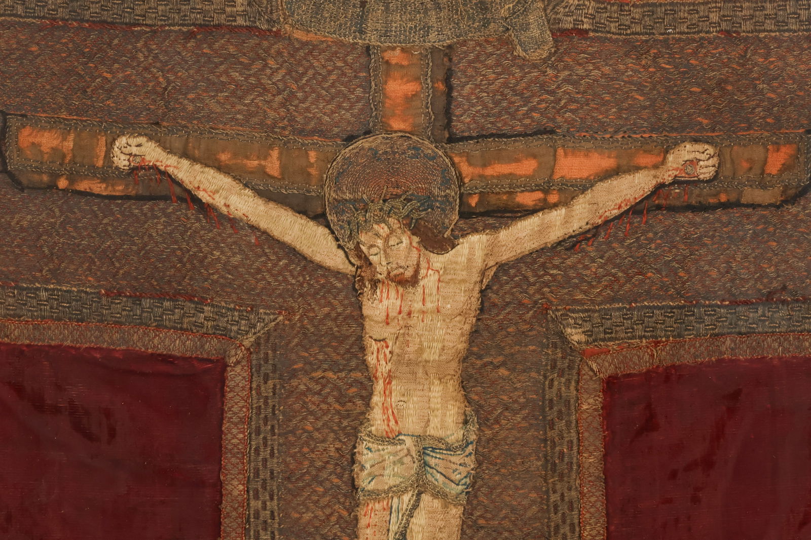 Liturgical Embroidered Crucifix Chasuble Fragment - 3