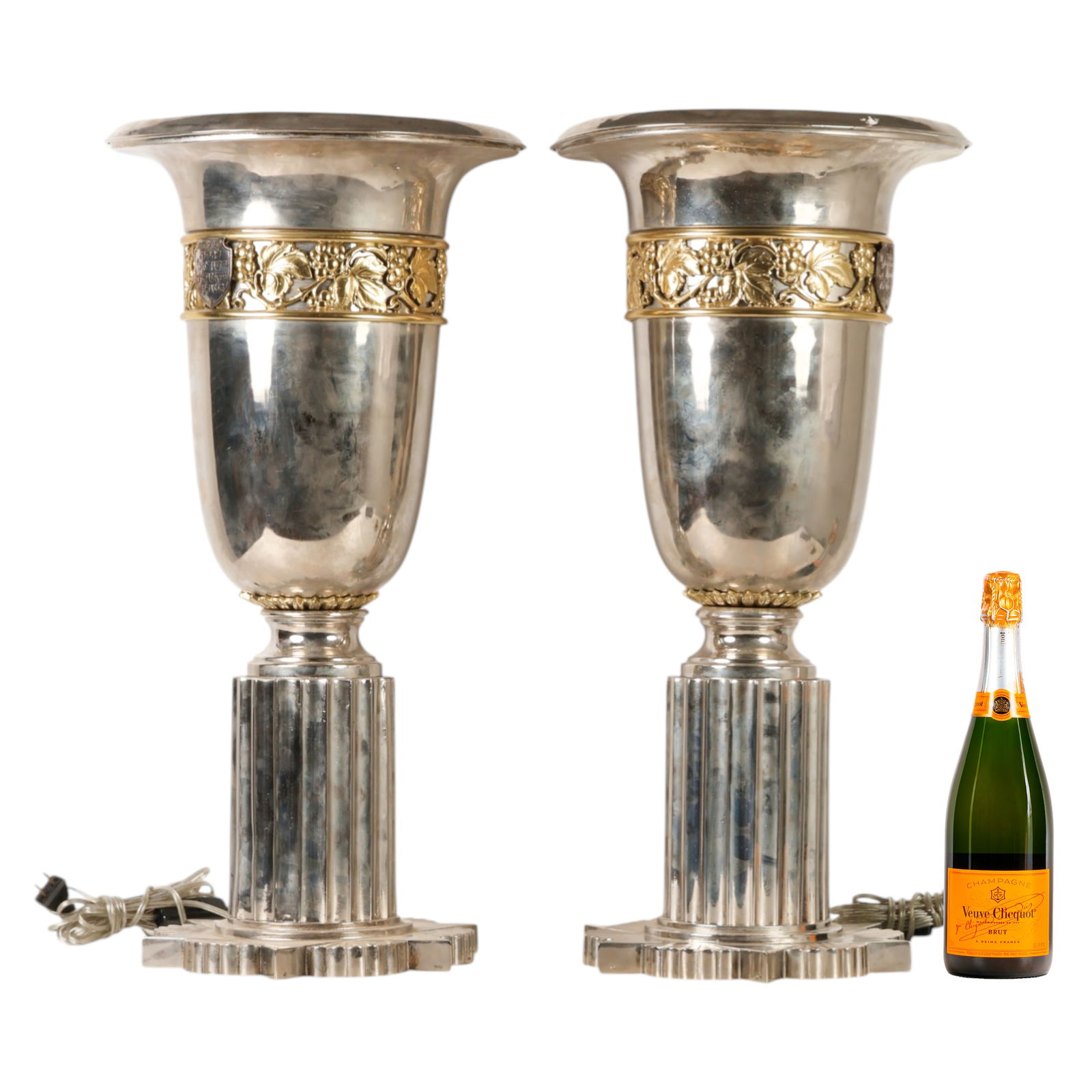 Pair Silver Plate Dedicatory Synagogue Torchieres - 2