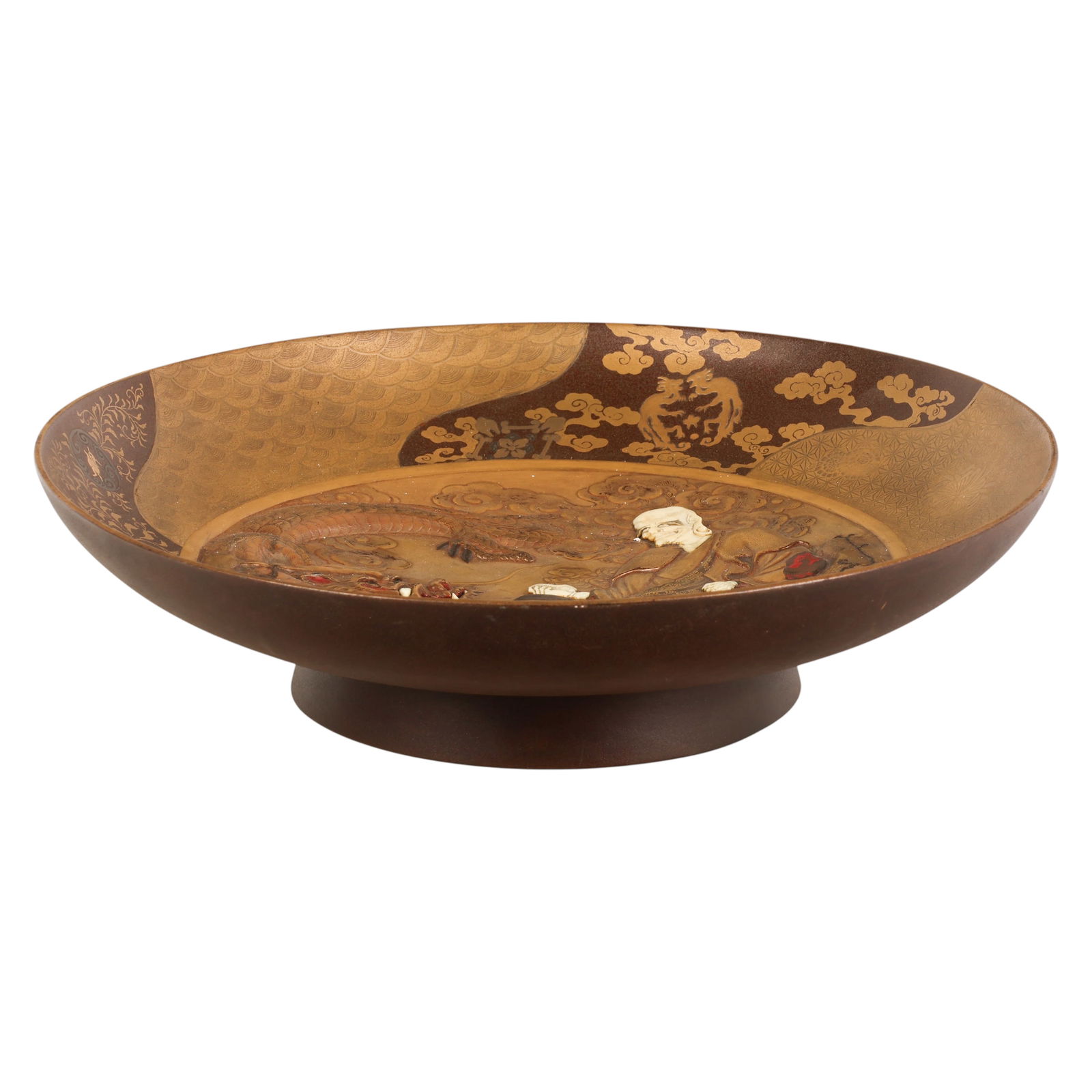 Japanese Gilt Wood Shibayama Dragon Sage Charger (1 of 7)