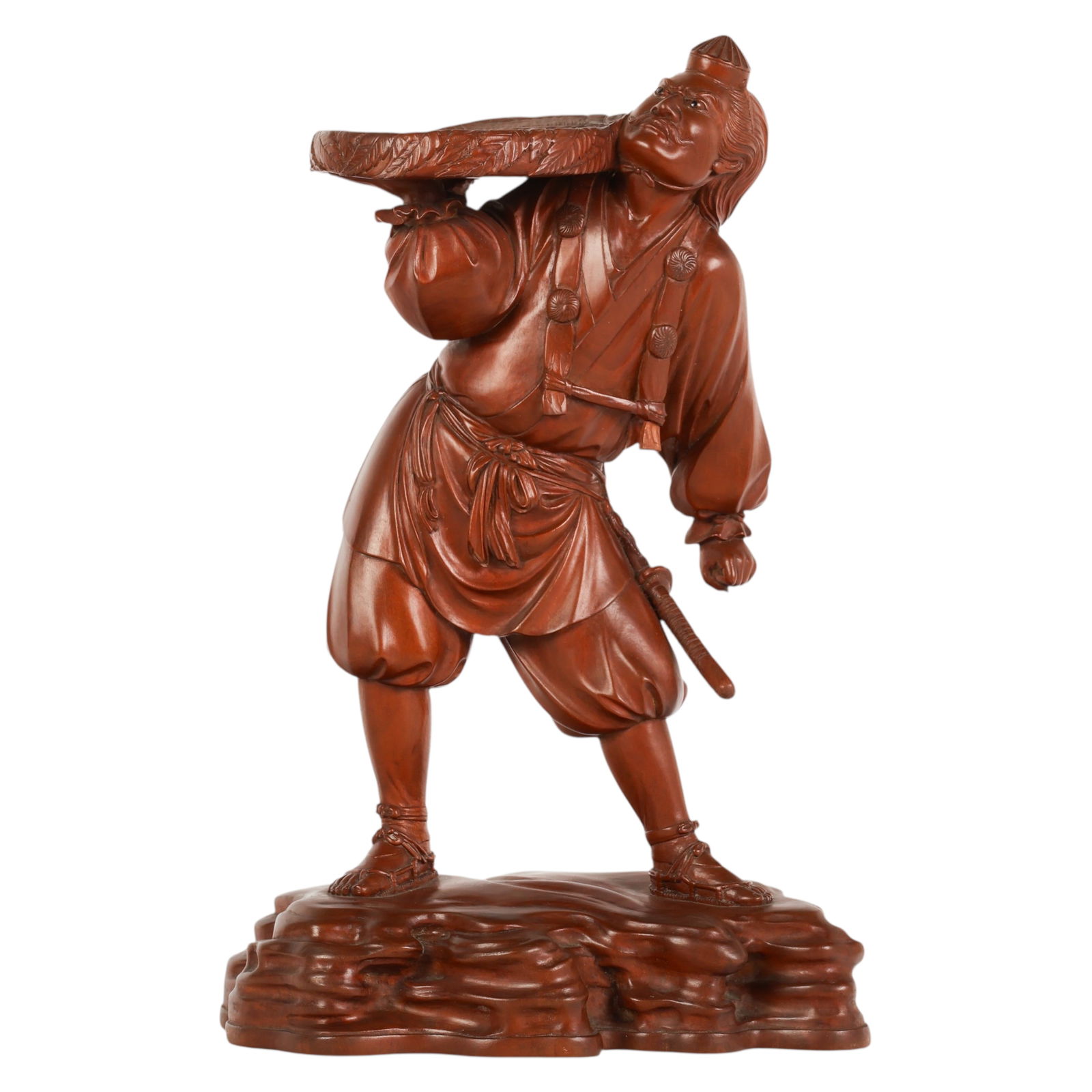 Japanese Antique Meiji Wooden Samurai Sculpture (1 of 7)