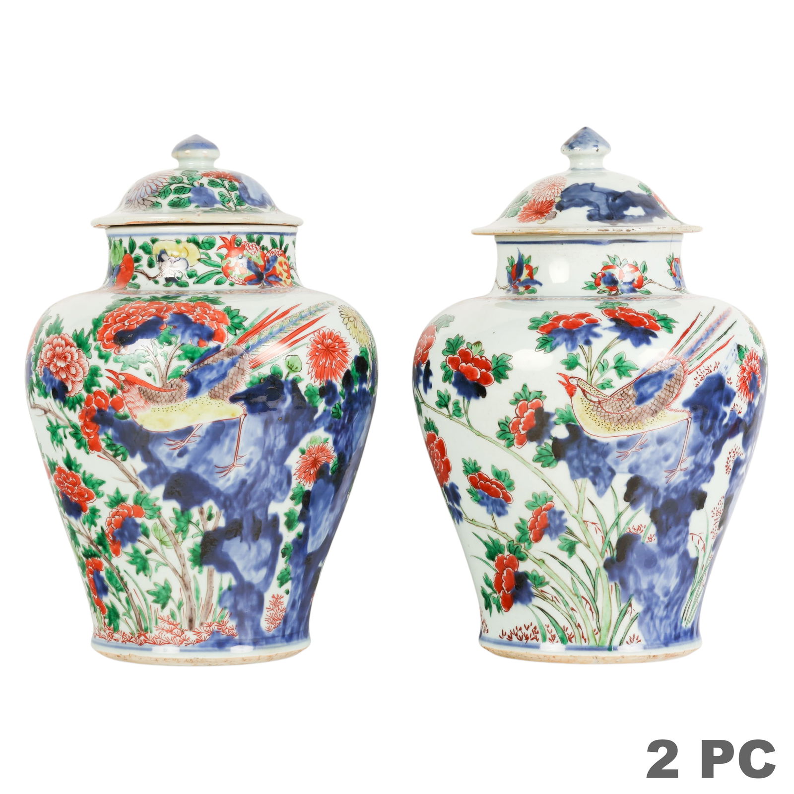 Chinese Antique Wucai Style Porcelain Covered Jars (1 of 8)