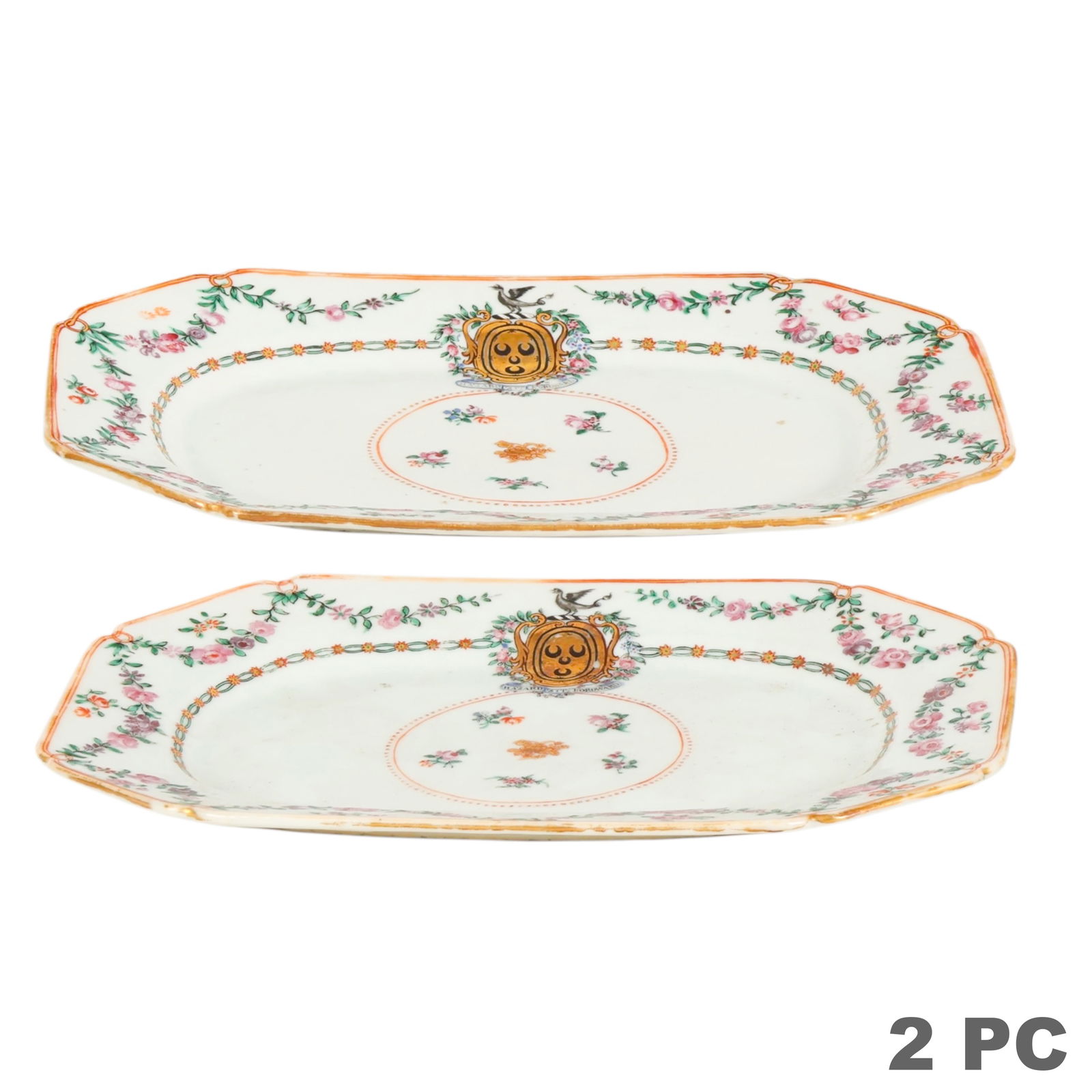 Chinese Pair Seton Armorial Porcelain Meat Dishes (1 of 6)