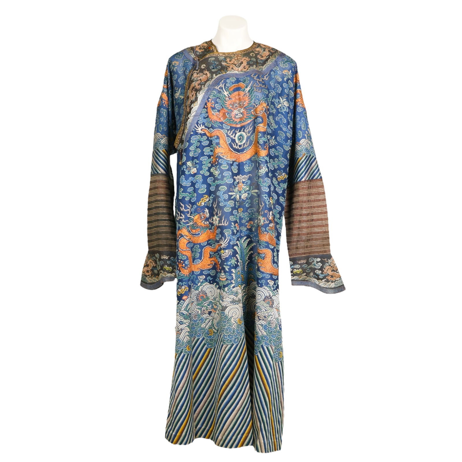 Chinese 18 C Silk Gauze Embroidered Dragon Robe (1 of 7)