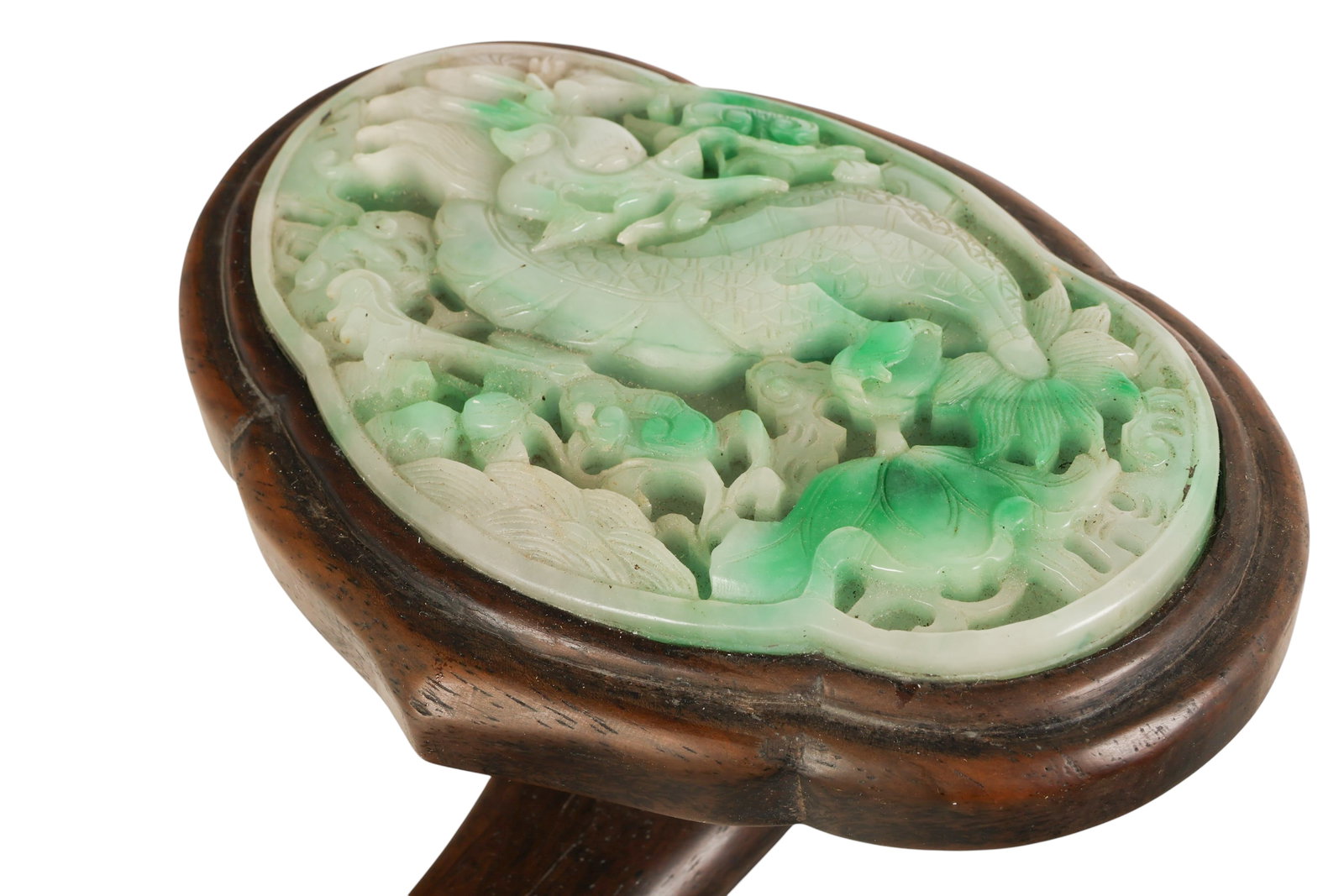 Chinese Jade Mounted w/ Dragon Motif Ruyi Scepter - 6