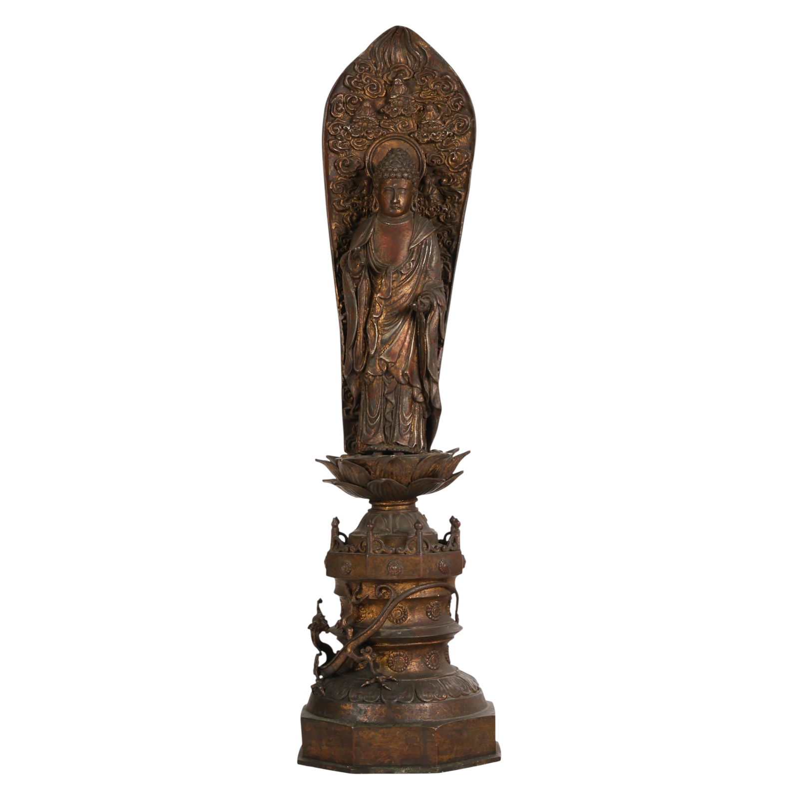 Japanese Bronze Standing Buddha Figure on Lotus (1 of 6)