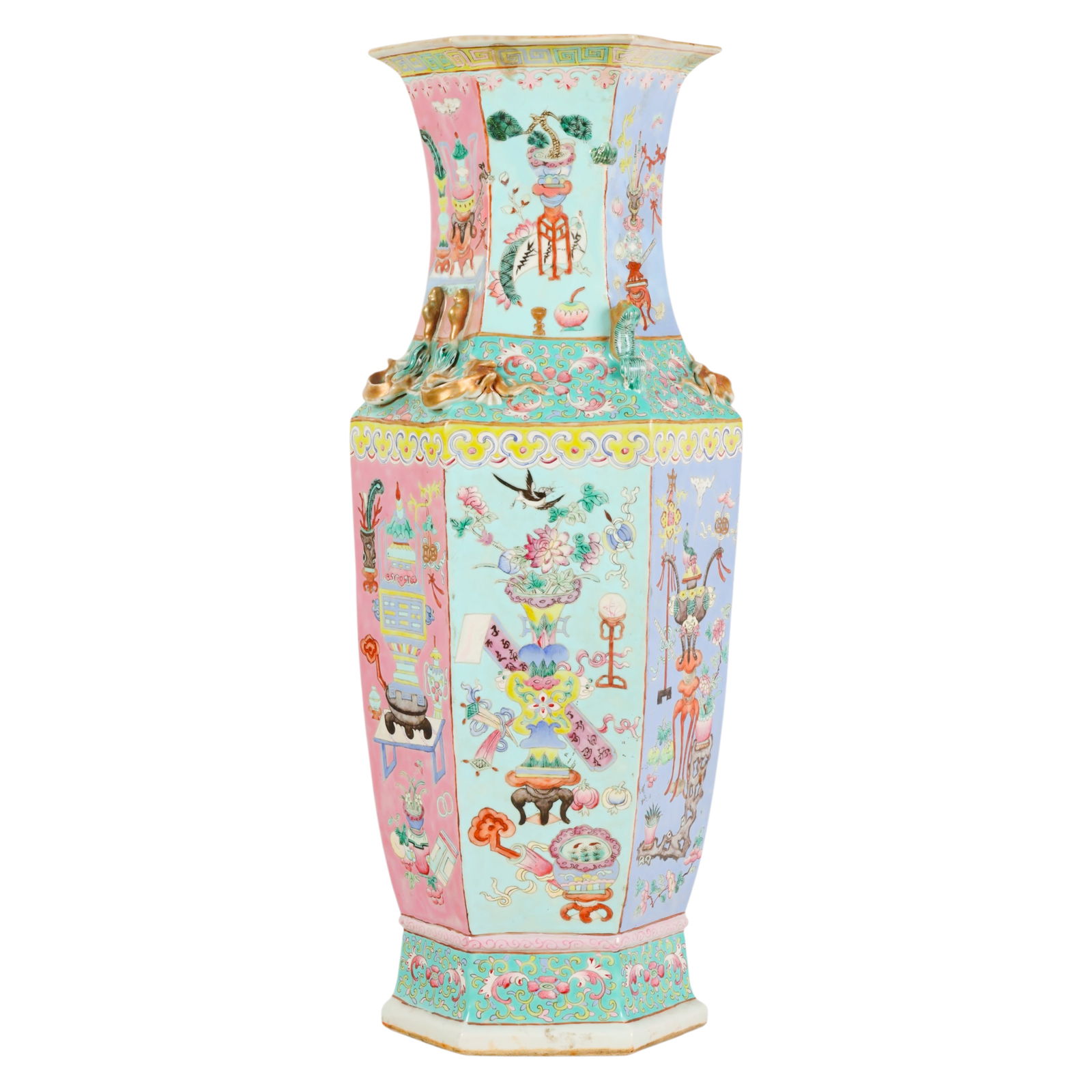 Chinese Famille Rose Porcelain Hexagon Floor Vase (1 of 11)