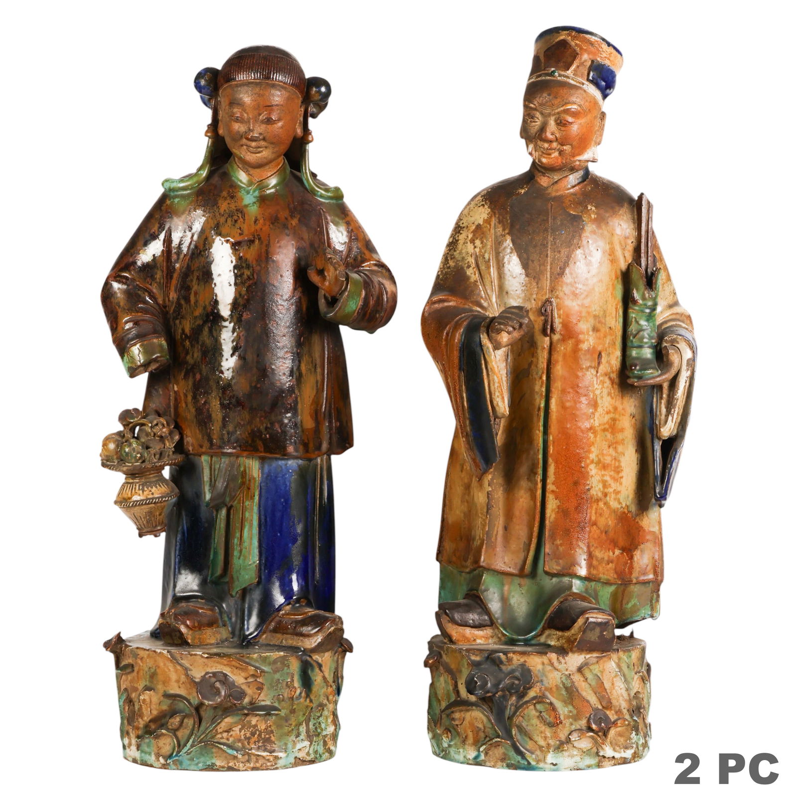 Chinese Pair Terracotta Emperor & Empress Figures (1 of 9)