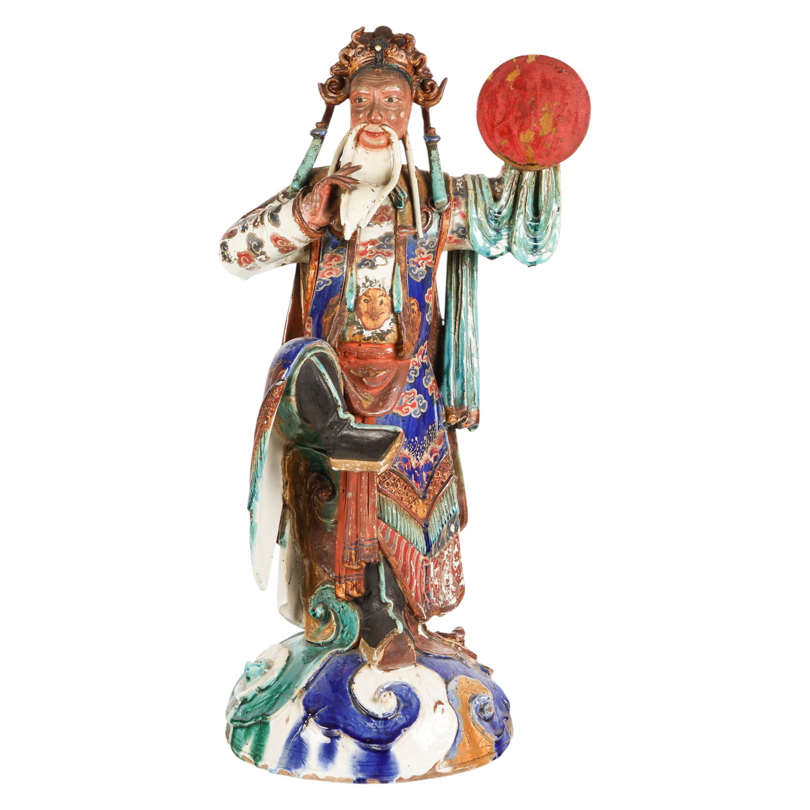 Chinese Antique Glazed Ceramic Warrior Sculpture (1 of 6)