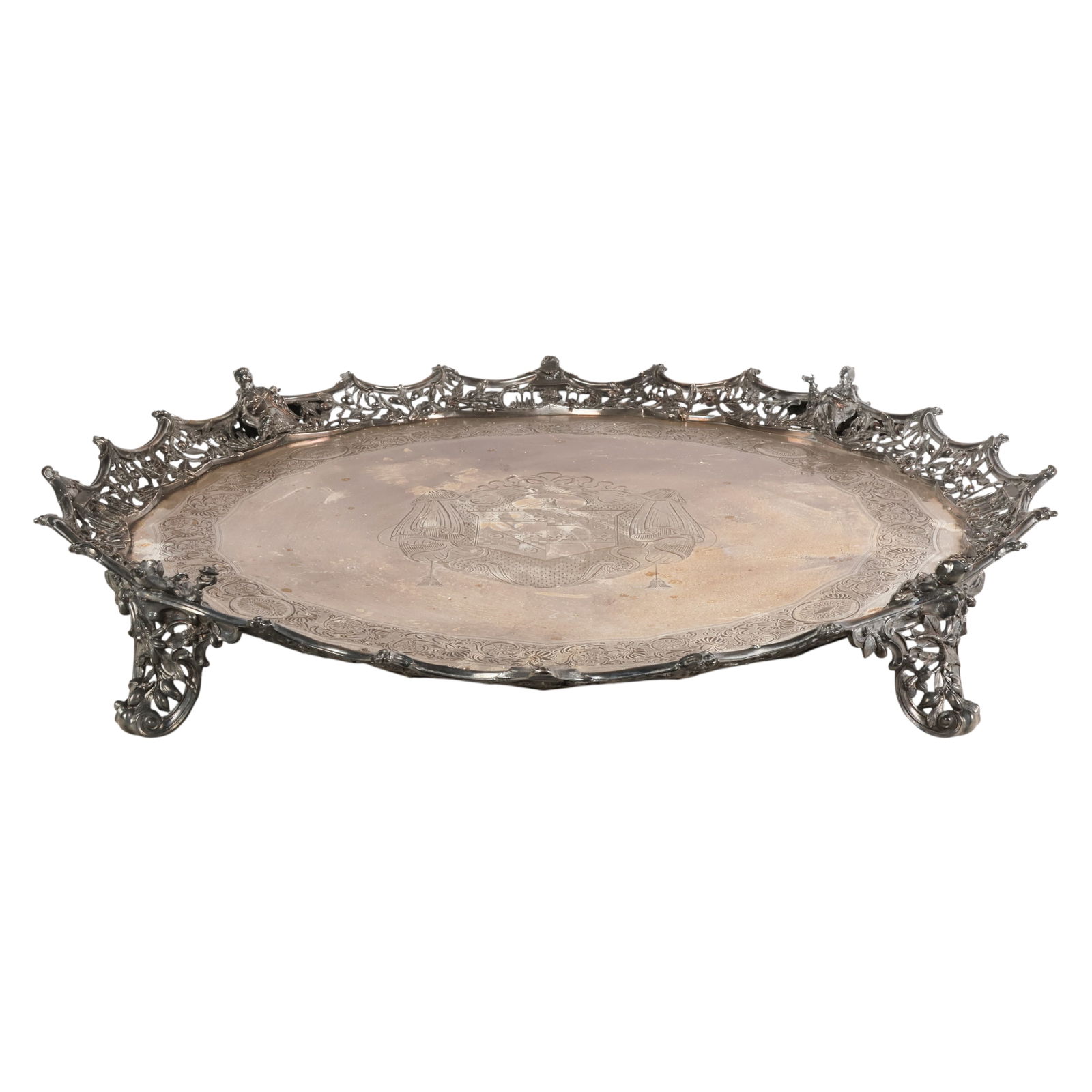 Thomas Dicks c1763 Chinese Chippendale Silver Tray (1 of 6)