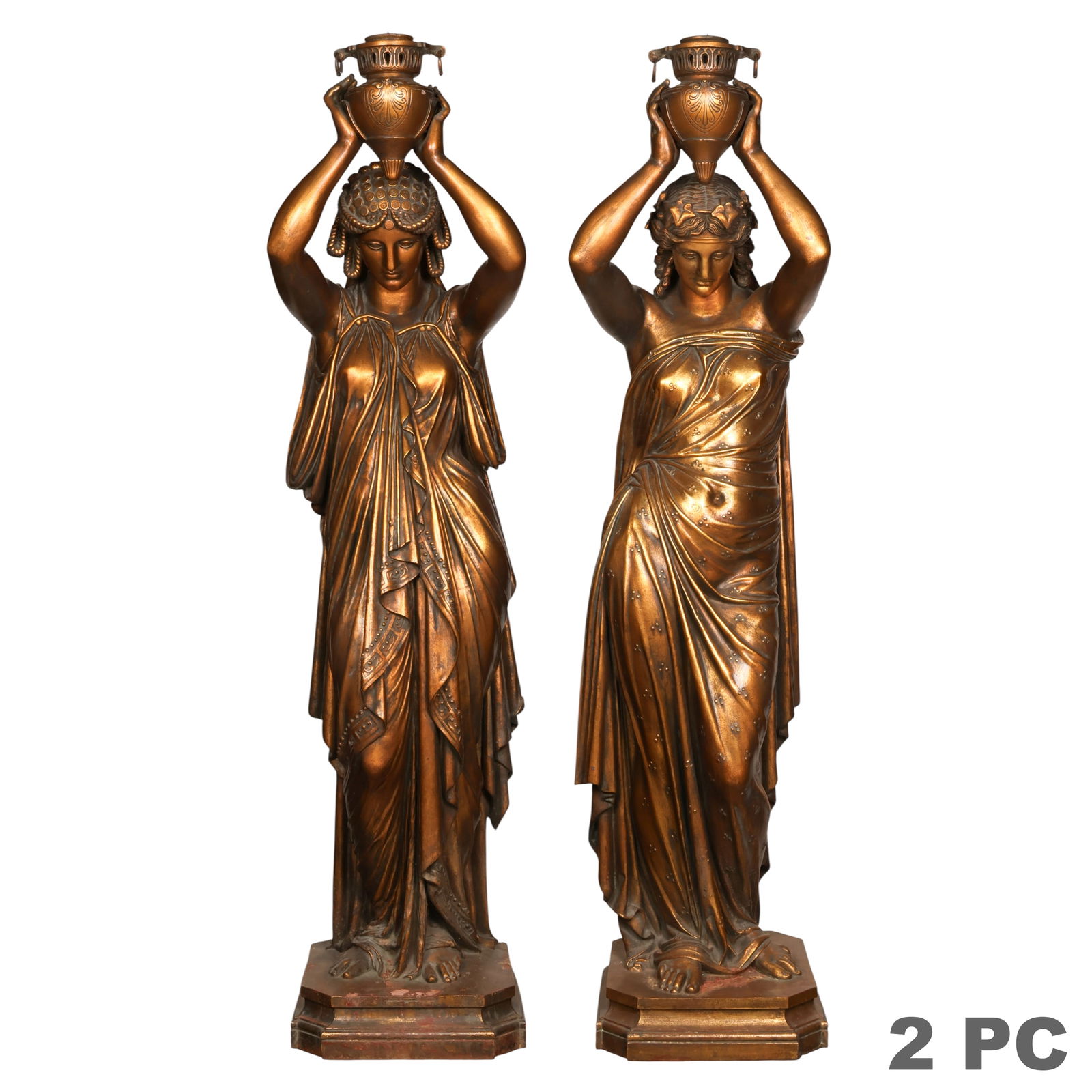 Pair of J.J. Ducel Fils Bronze Figural Torchieres (1 of 14)
