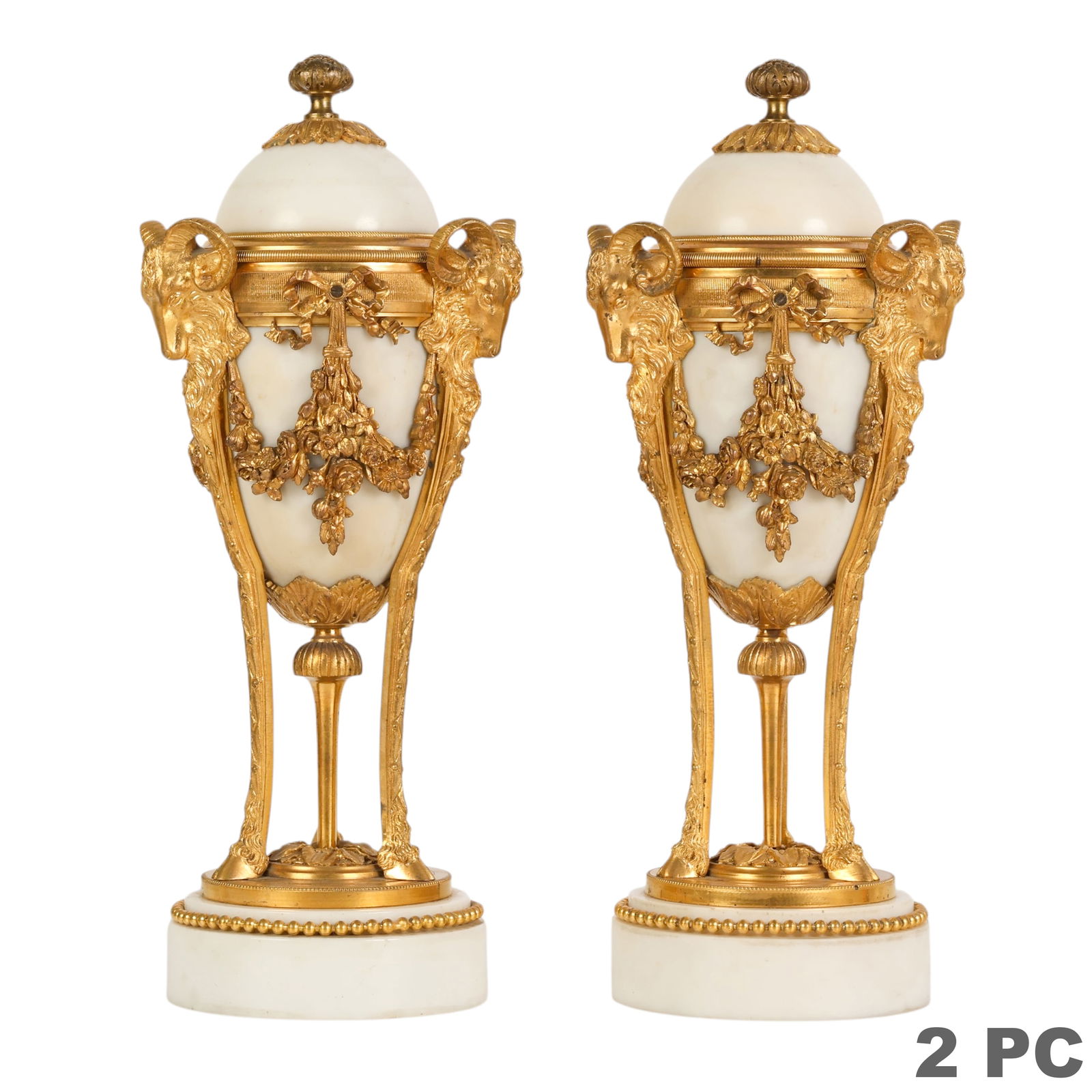 French Bronze and Marble Cassolettes Candleholders (1 of 6)