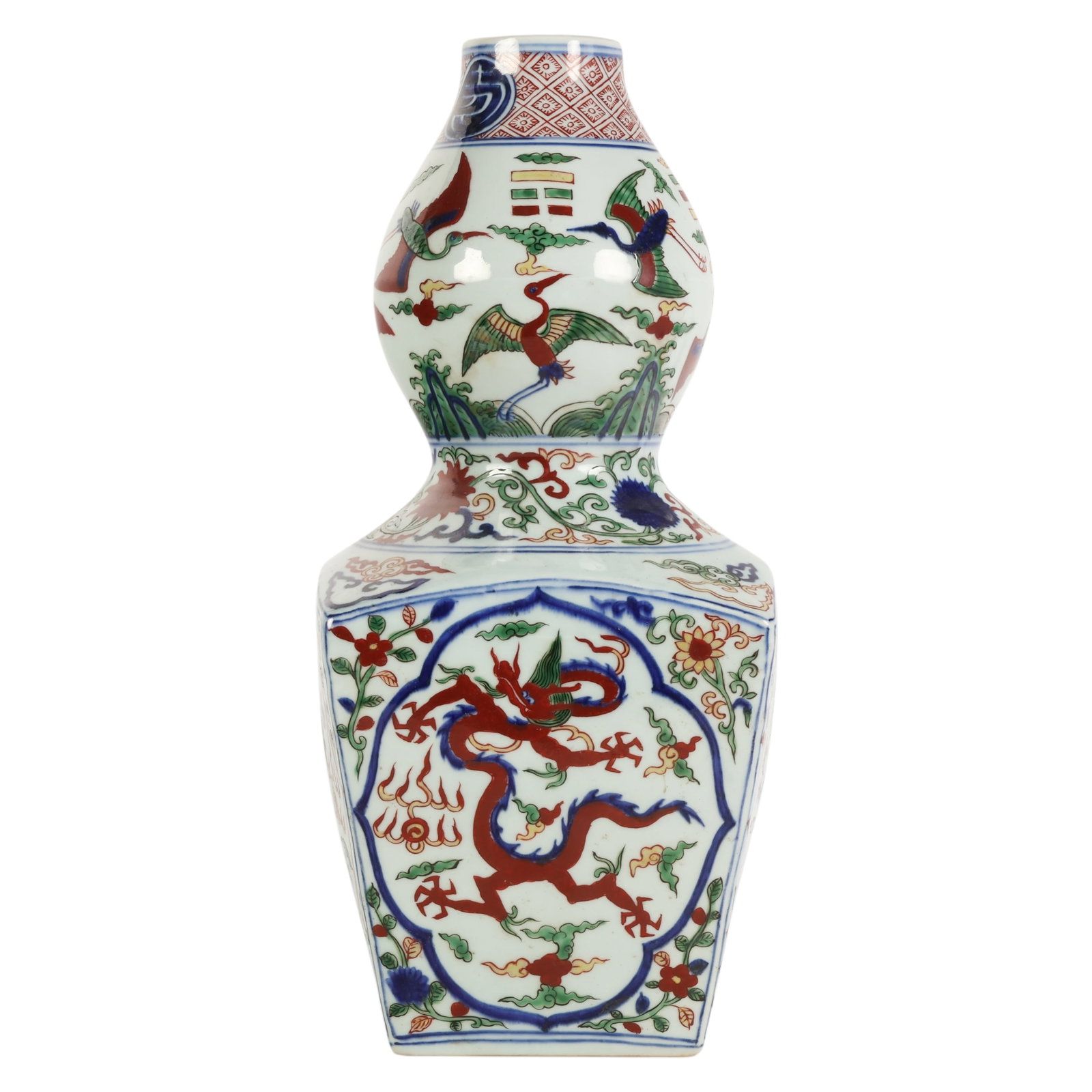 Chinese Wang-Li Square Porcelain Vase SIGNED (1 of 8)