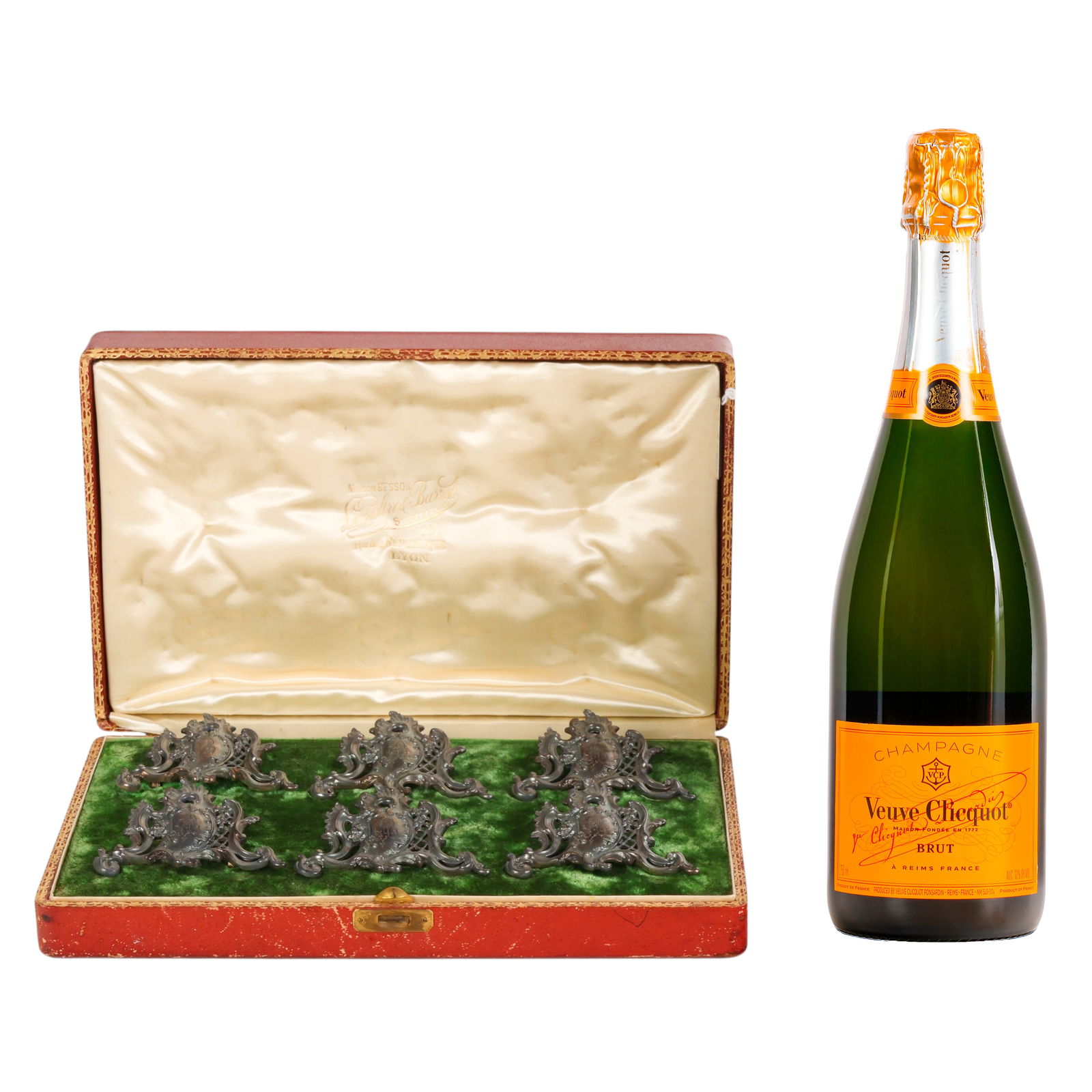 Antique French Silver Table Card Holder 6pc SET - 2