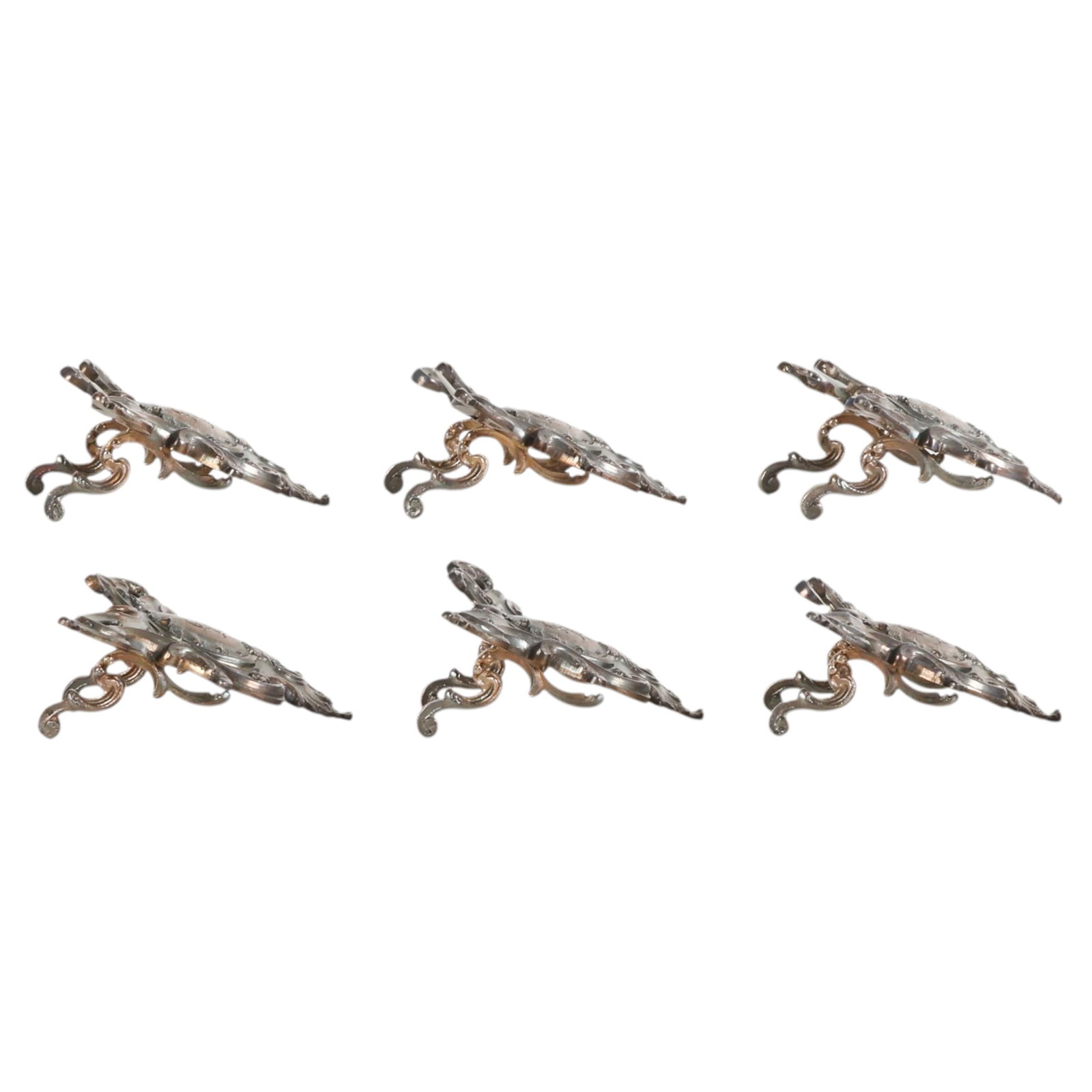 Antique French Silver Table Card Holder 6pc SET - 6