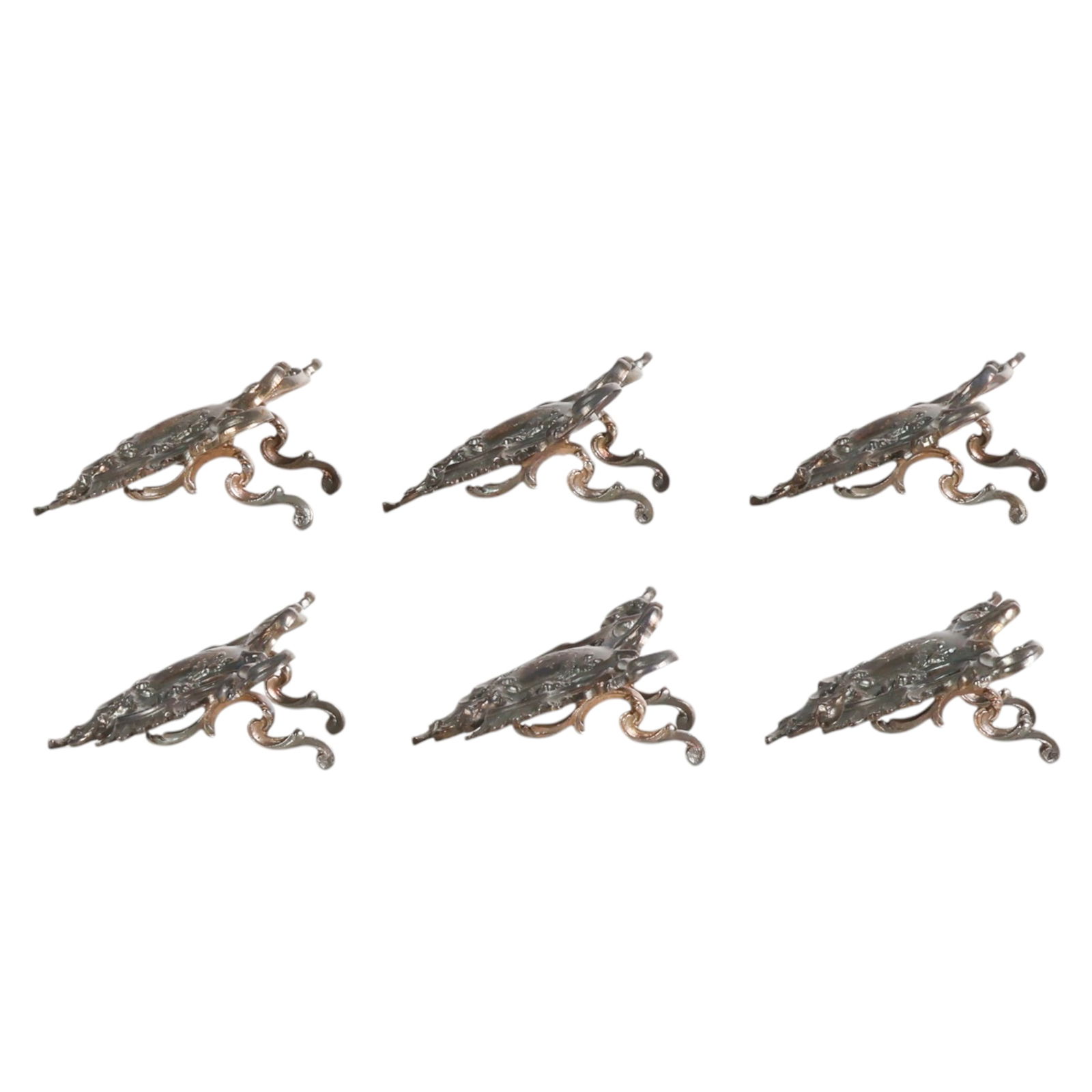 Antique French Silver Table Card Holder 6pc SET - 7