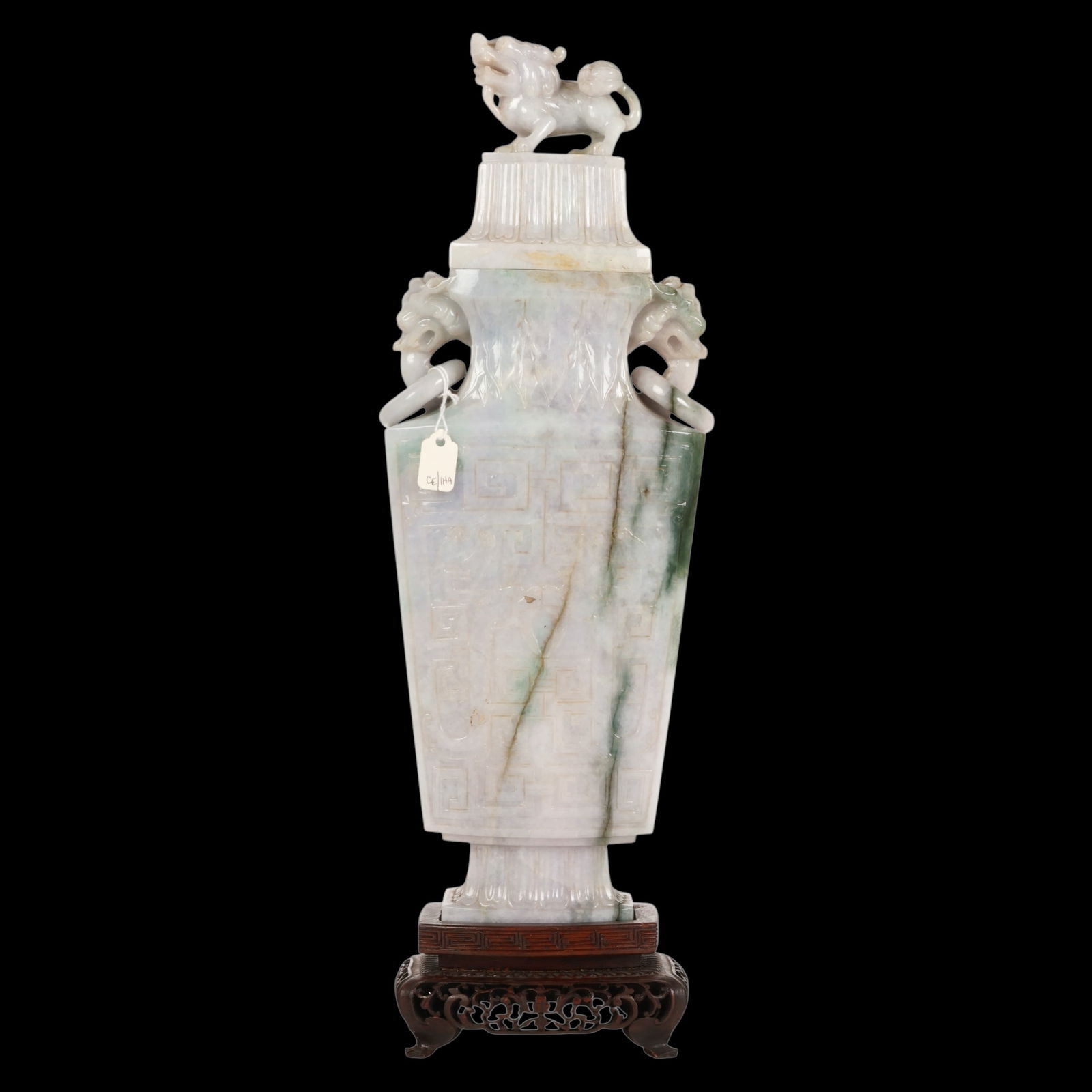 Chinese Lavender Jade Covered Foo Dog Vase 2,870g. (1 of 8)