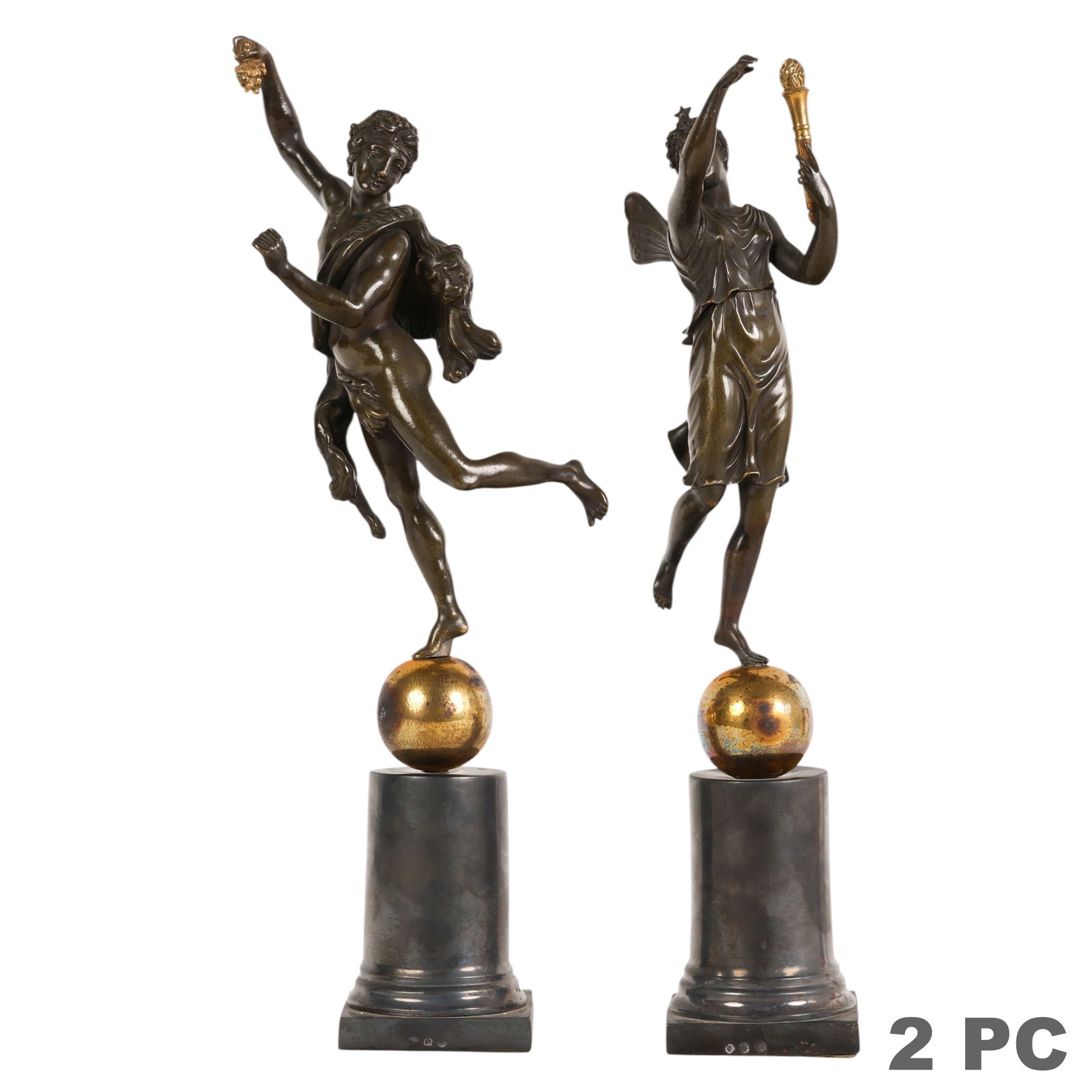Neoclassical Bronze Figures on 800 Silver Bases (1 of 6)