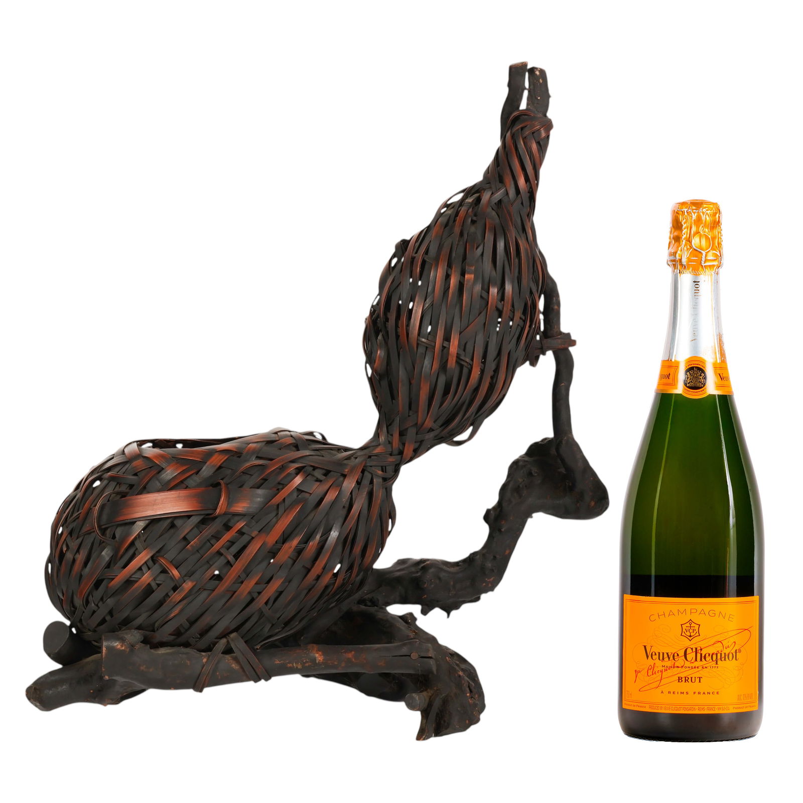 Japanese Woven Bamboo Gourd Form Ikebana Basket - 2