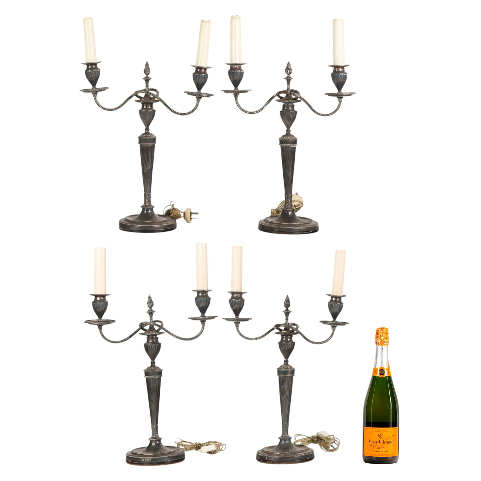 English Sterling Candelabra Table Lamps 4pc SET - 2