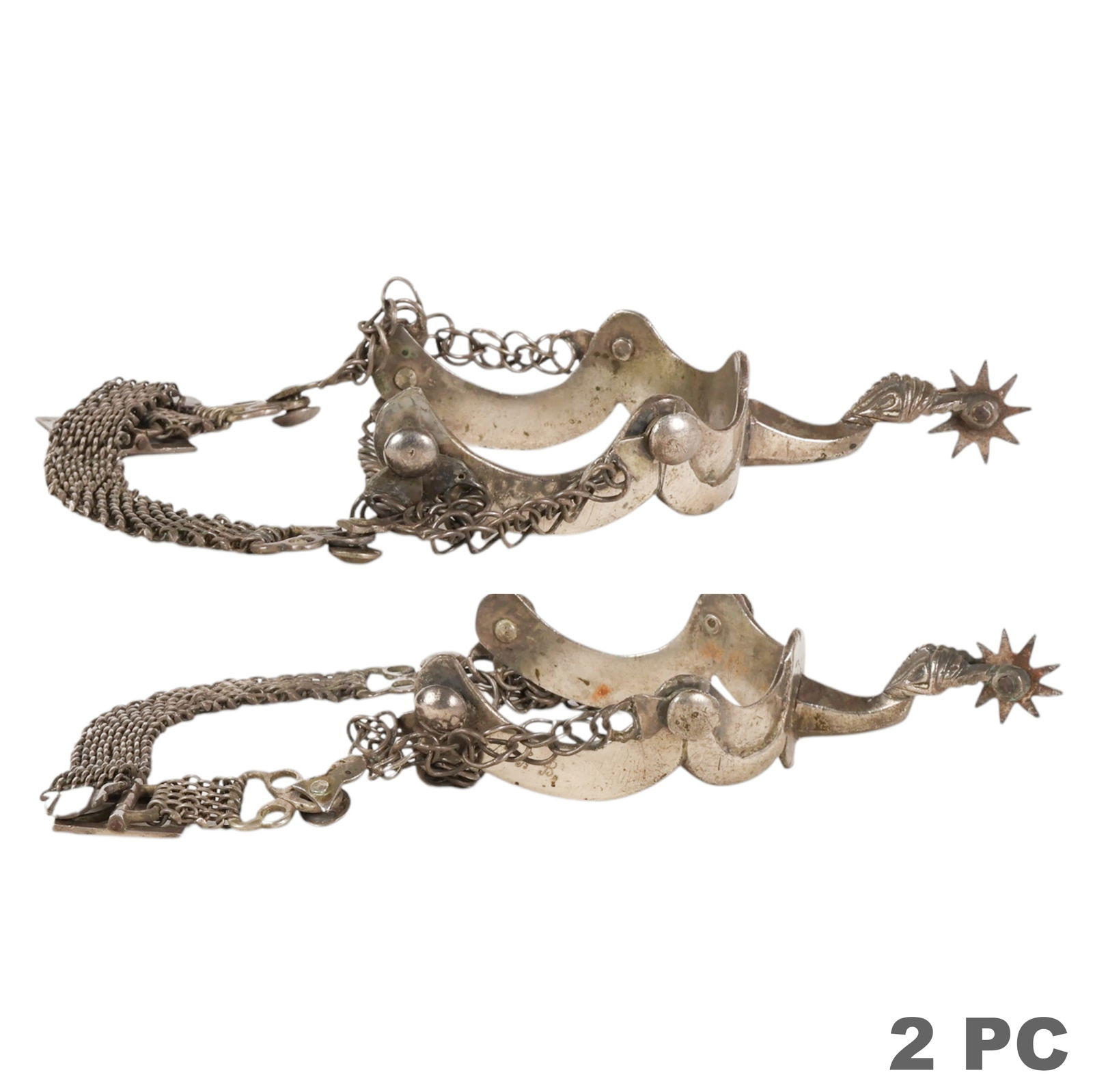 Antique Argentinian Gaucho Silver Chain Spurs 560g (1 of 7)