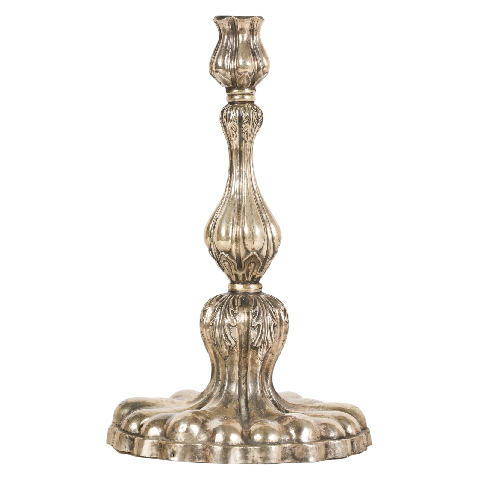 Antique Silver Fluted Candlestick Lamp Base (1 of 6)