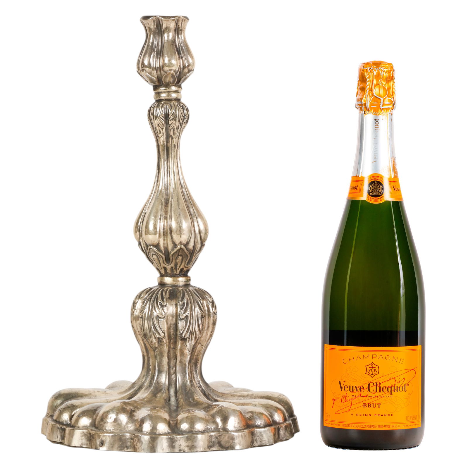 Antique Silver Fluted Candlestick Lamp Base - 2