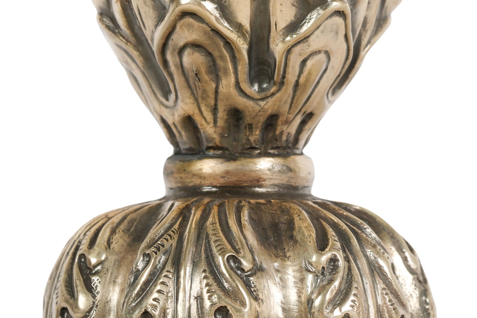 Antique Silver Fluted Candlestick Lamp Base - 6