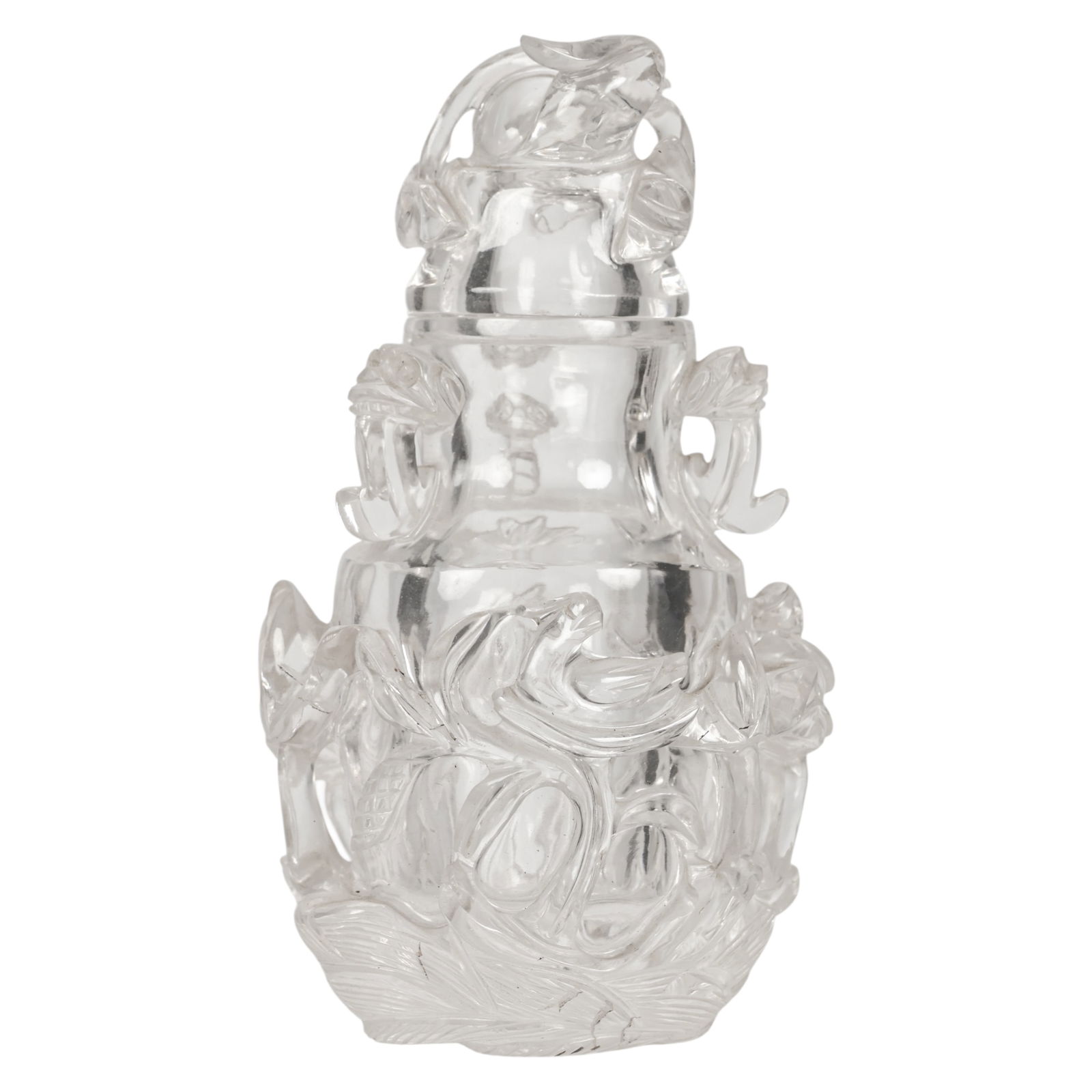 Chinese Carved Rock Crystal Foliate Lidded Urn (1 of 6)