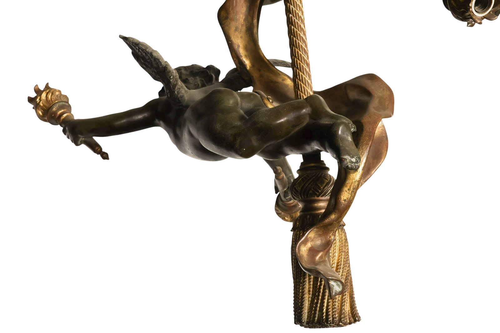 French Antique Bronze Figural Putti Chandelier - 5