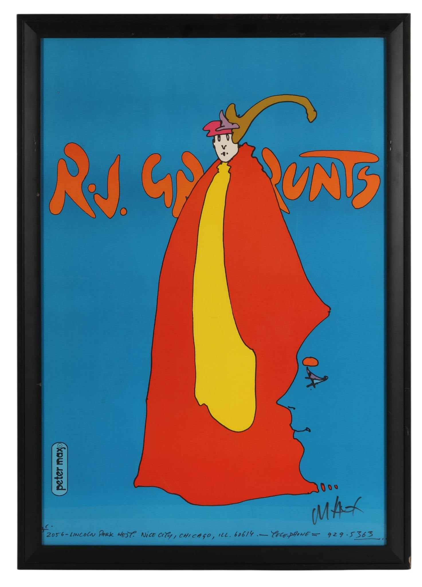 Peter Max b.1937 Vintage R J Grunts Poster SIGNED (1 of 7)