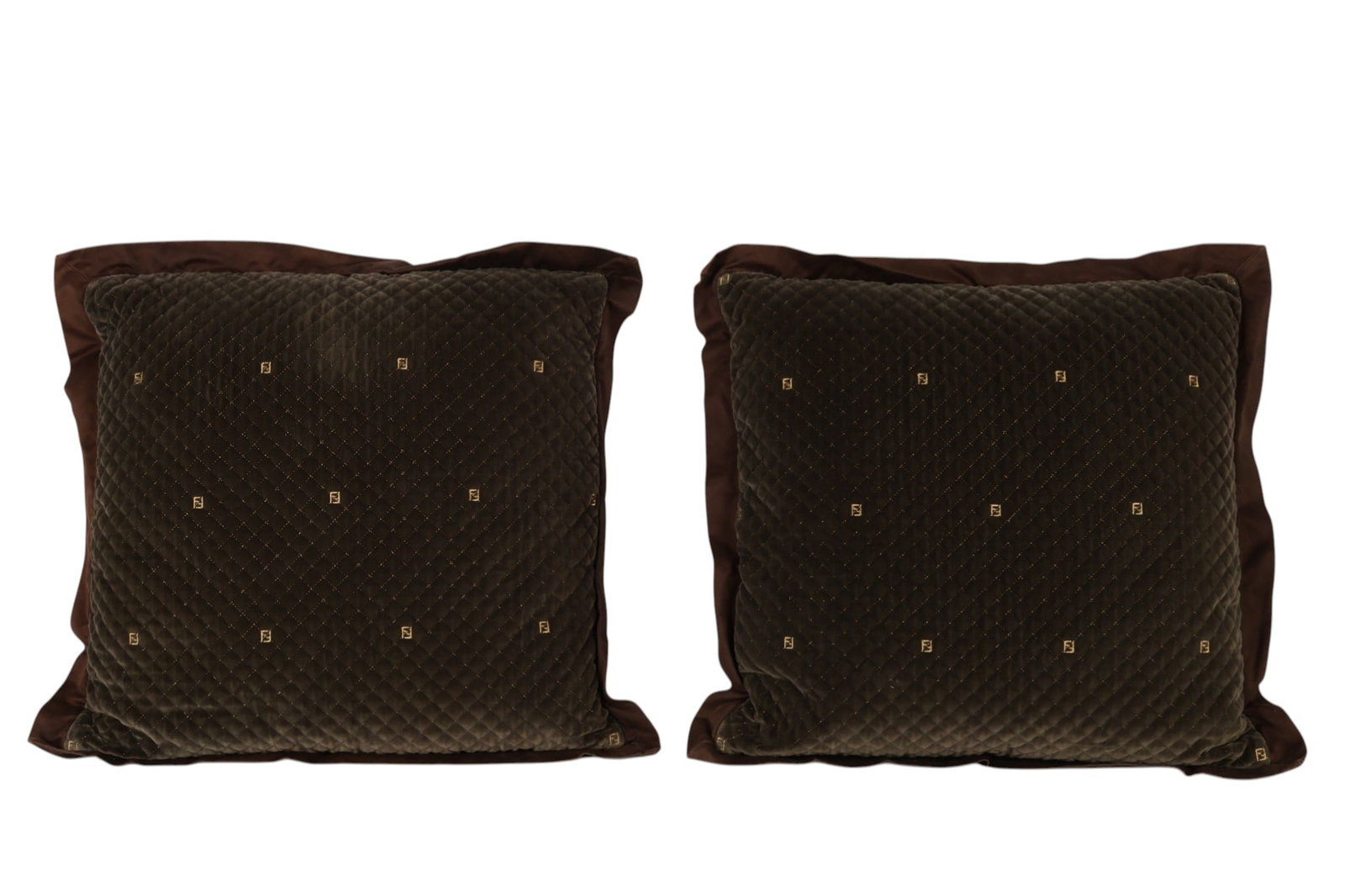 Pair of Fendi Casa Quilted Velvet Throw Pillows (1 of 6)