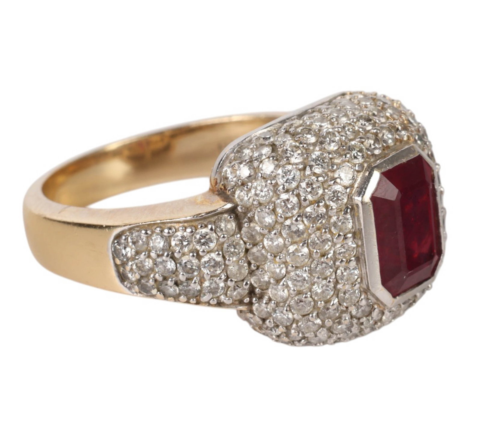 14k Gold Ruby and Diamond Cushion Ring 10.5g. Sz 9 (1 of 6)