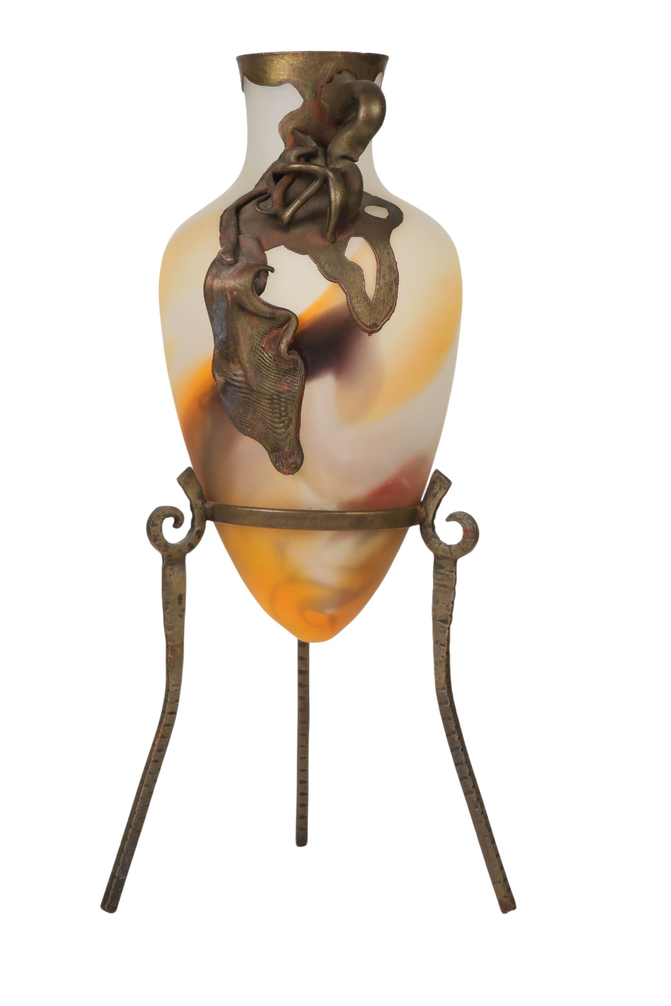 Studio Art Copper on Glass Sculptural 15" Vessel (1 of 6)