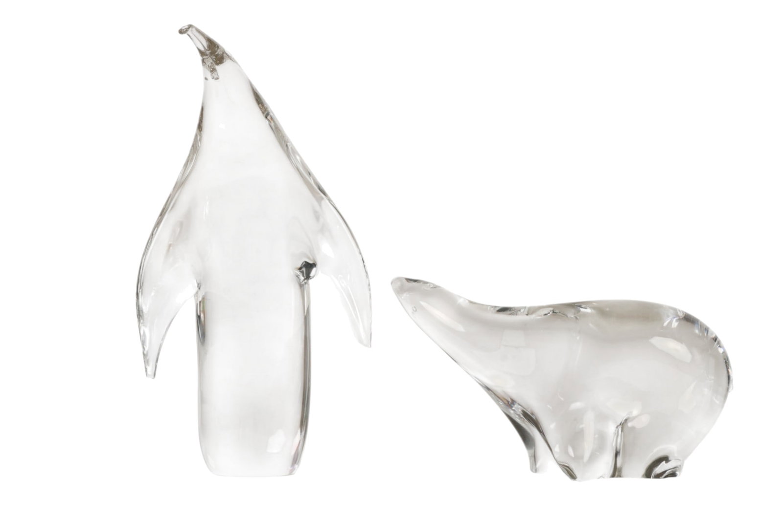 Penguin & Polar Bear Art Glass Sculptures 2pc LOT (1 of 6)