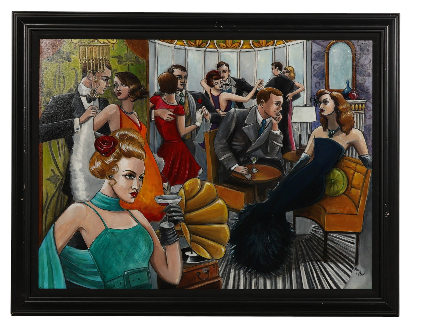 Amy Lynn b1973 High Society Figural Scene Painting (1 of 8)