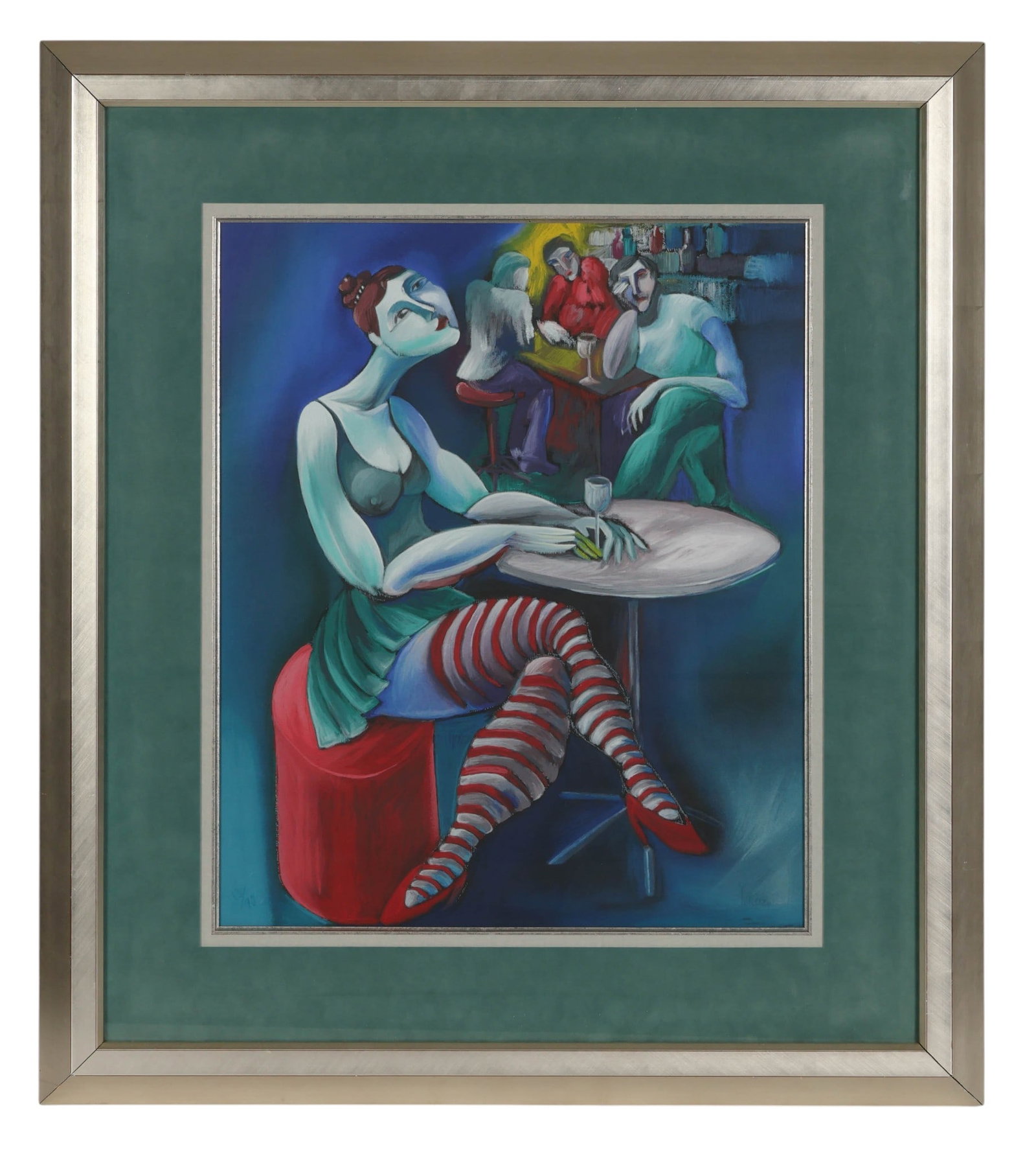 Yuri Yuroz b.1956 Woman at Cafe Scene Litho SIGNED (1 of 7)