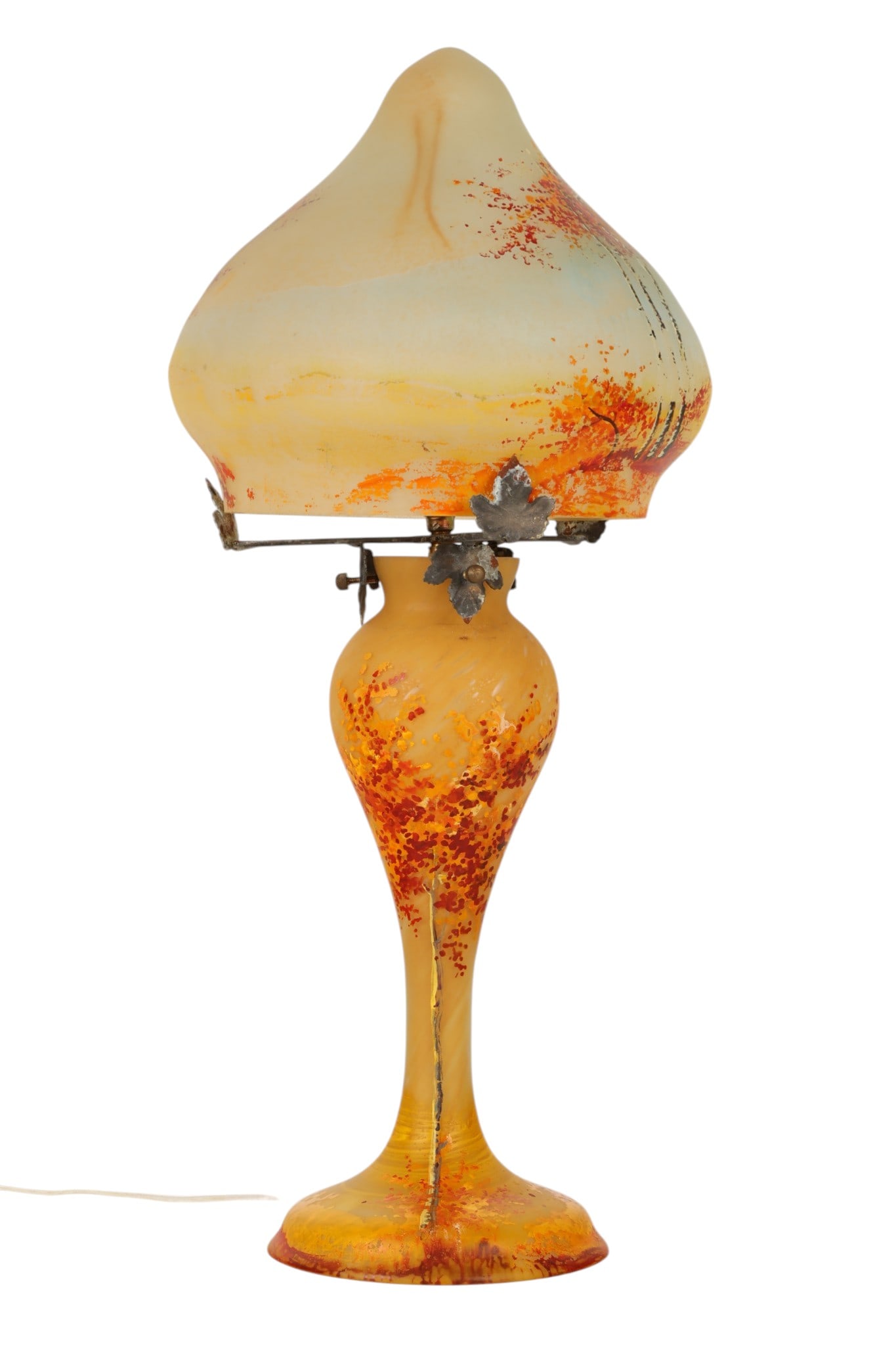 Enamel Painted Scenic Decorated Frosted Glass Lamp (1 of 9)