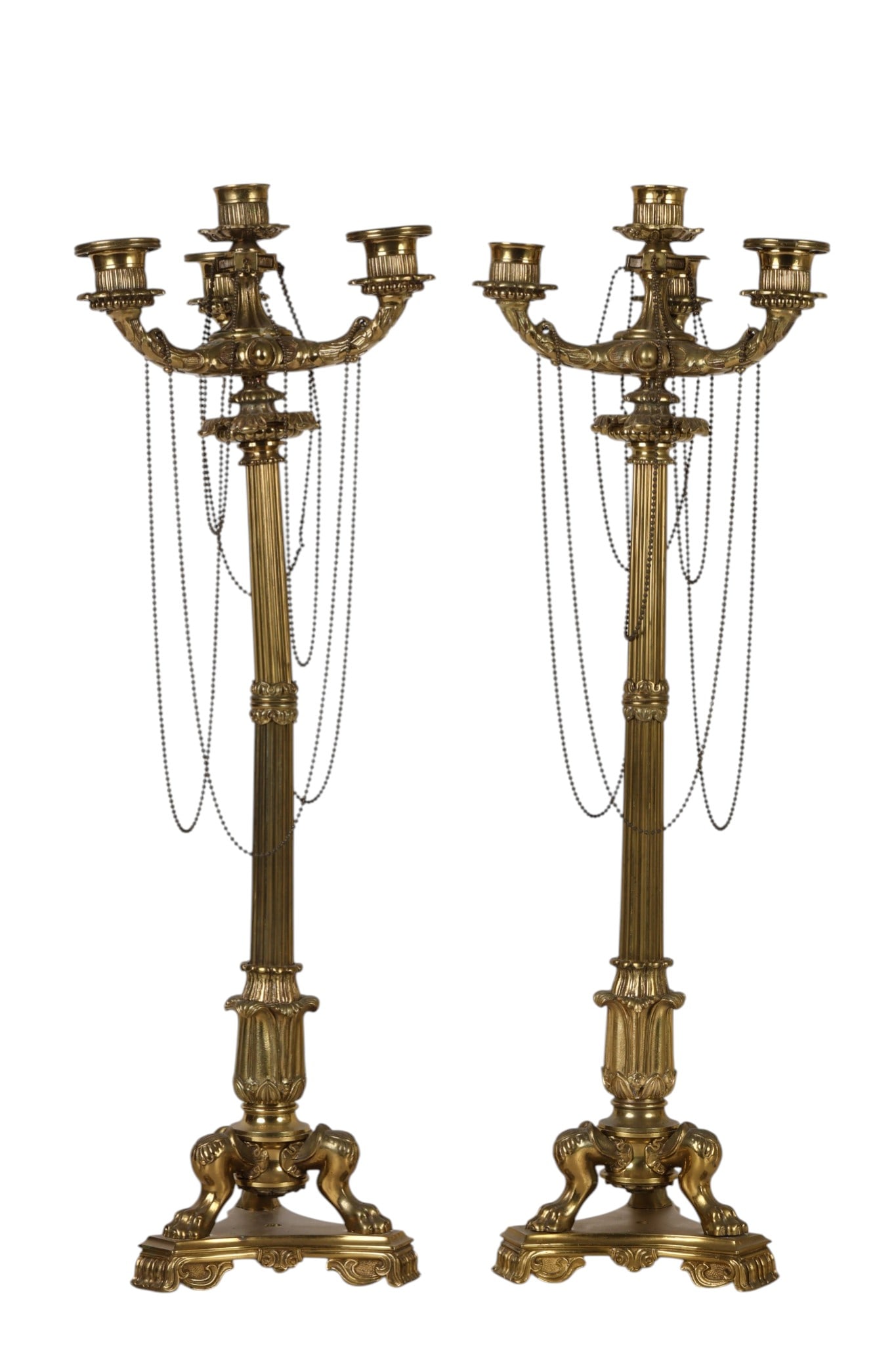 French PR. Bronze Neoclassical 3 Light Candelabras (1 of 7)