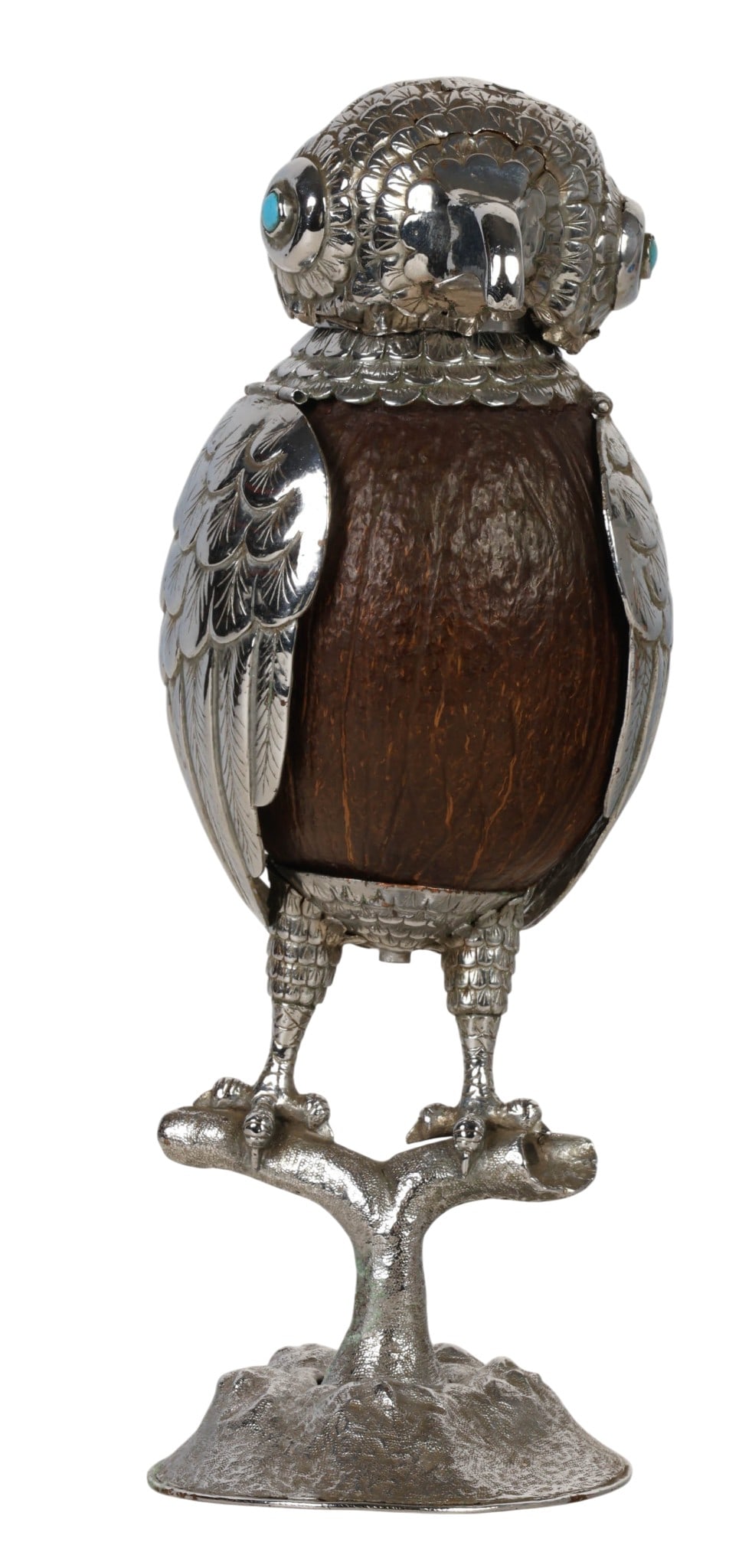 German Style Silver & Carved Coconut Bird Vessel (1 of 6)