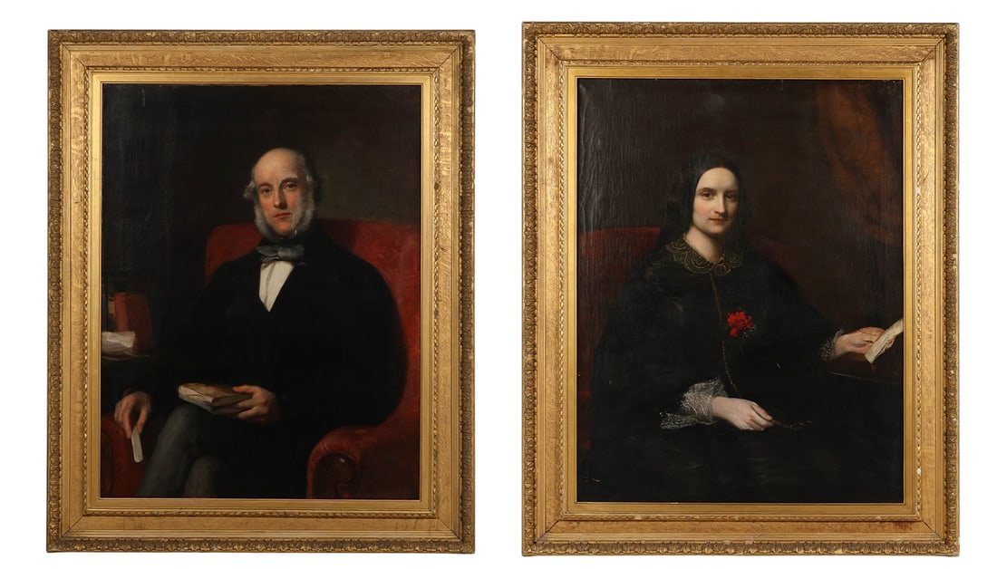 Pair of Antique Ancestral Portrait Oil Paintings (1 of 14)