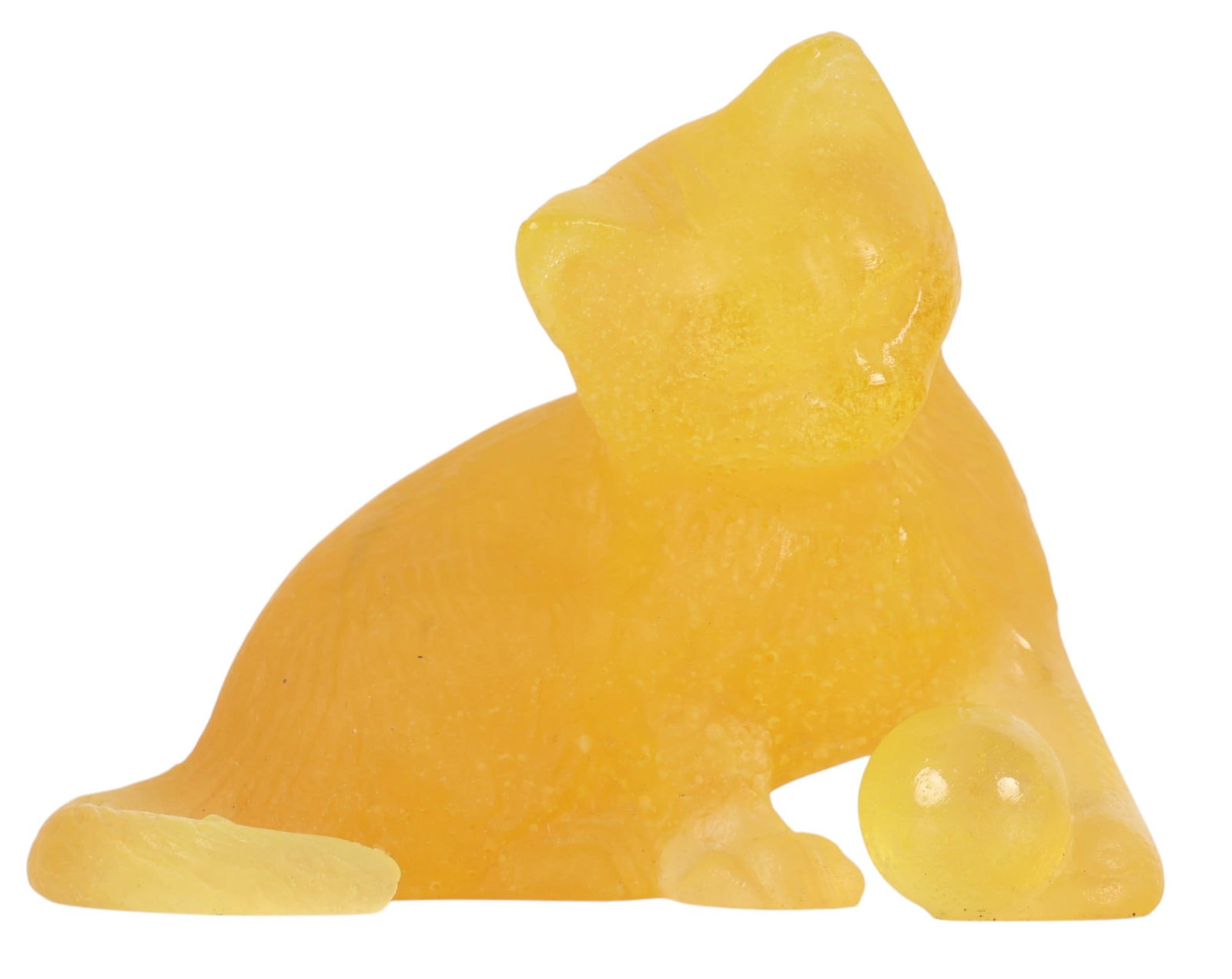 Daum Pate de Verre Art Glass Yellow Cat Figurine (1 of 6)