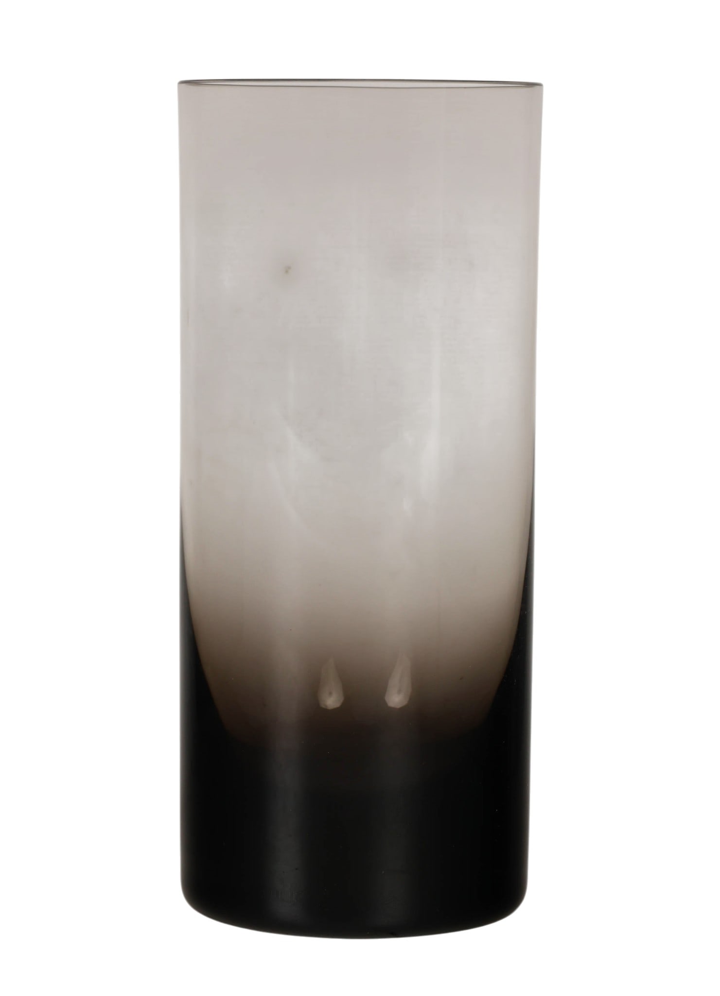 Moser Mid-Century Modern Smoked Tumblers 8pc SET: Set of eight vintage mid-century modern tumblers by Moser, featuring a smoked glass design with a gradient from clear to deep charcoal tone. Each glass has a clean cylindrical form typical of modernis