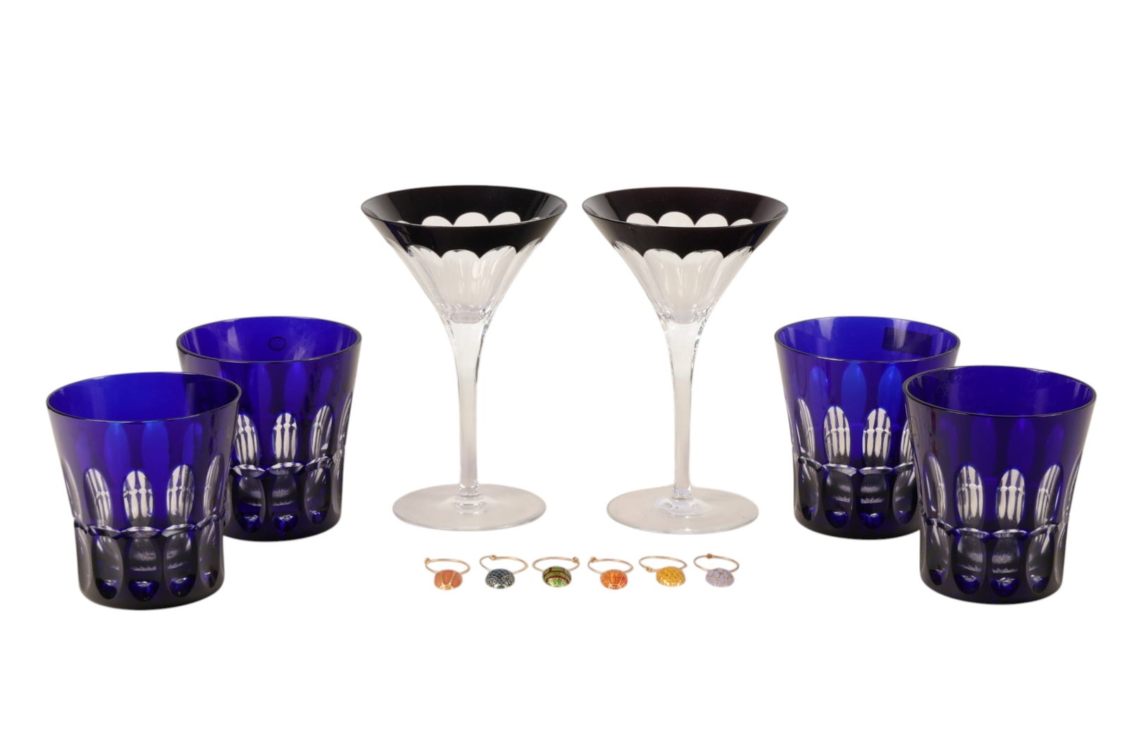 Faberge Wine Charms and Cut to Clear Glassware LOT (1 of 8)