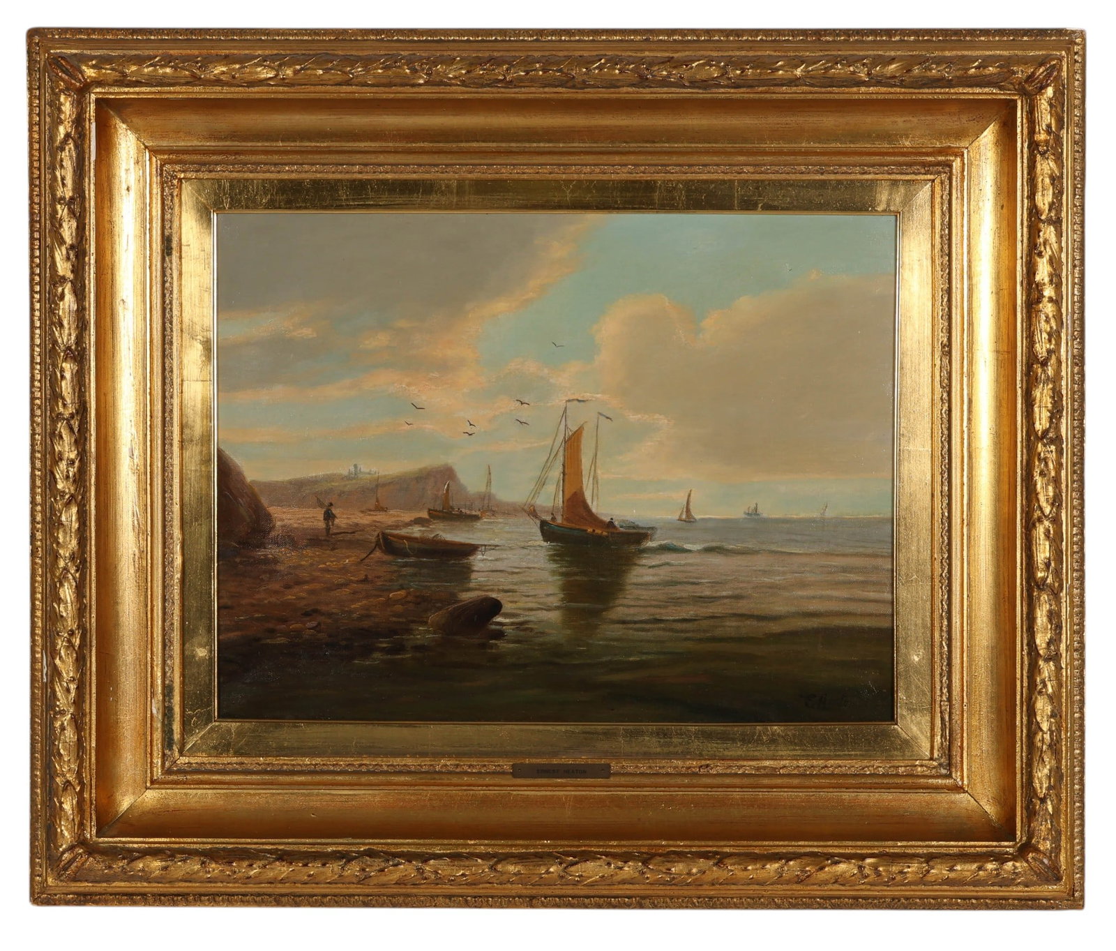 Edward Heaton 1824-1894 Coastal Landscape Painting (1 of 9)