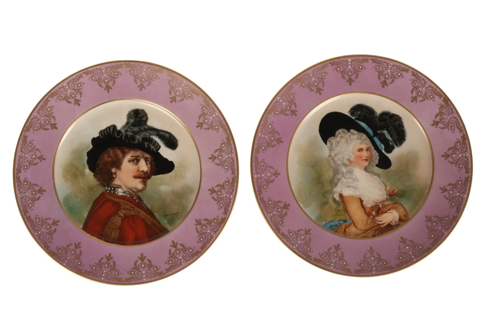 Pair French Sevres Style Porcelain Portrait Plates (1 of 7)