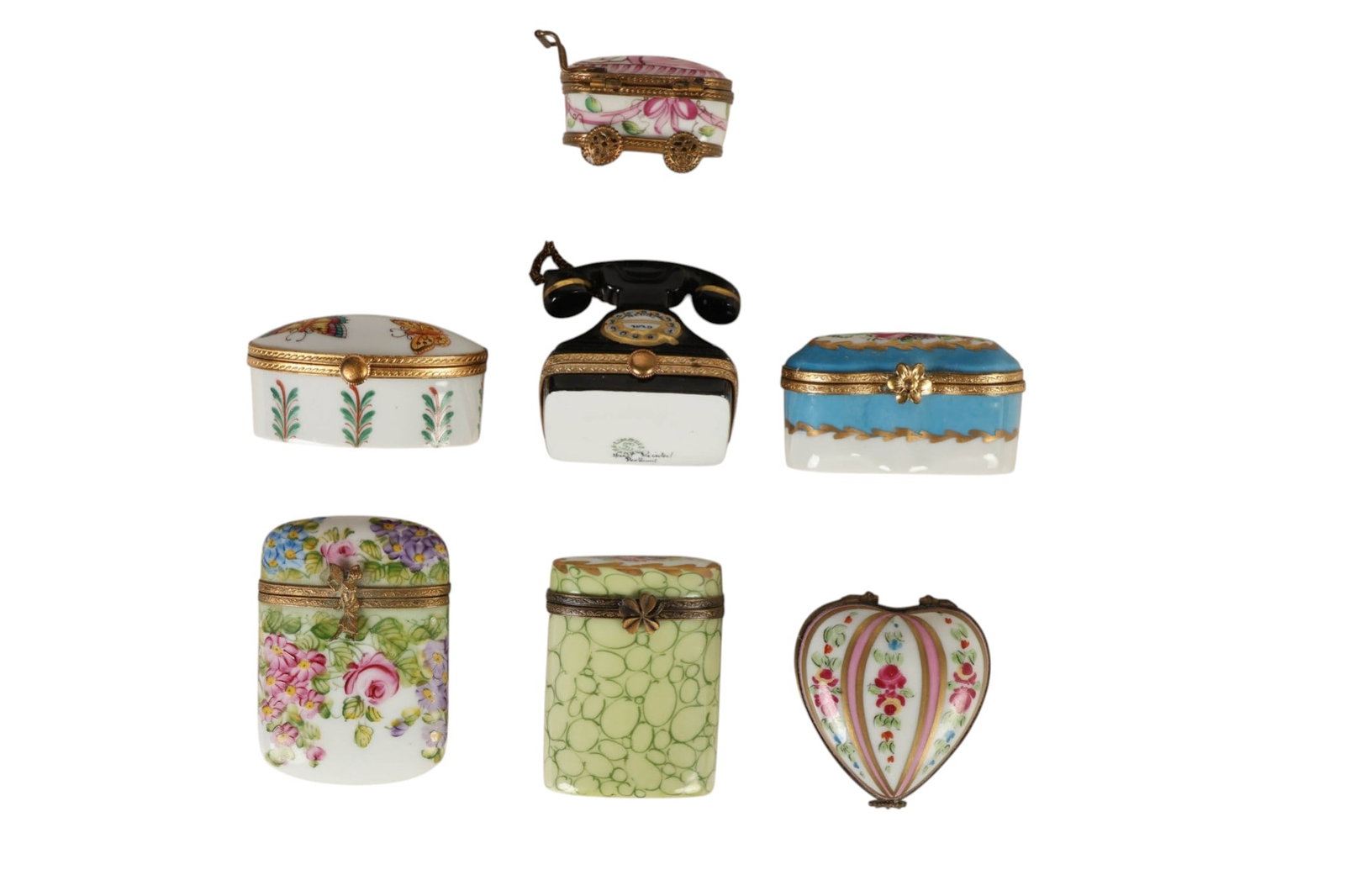 French Limoges Porcelain Trinket Boxes 7pc LOT (1 of 7)