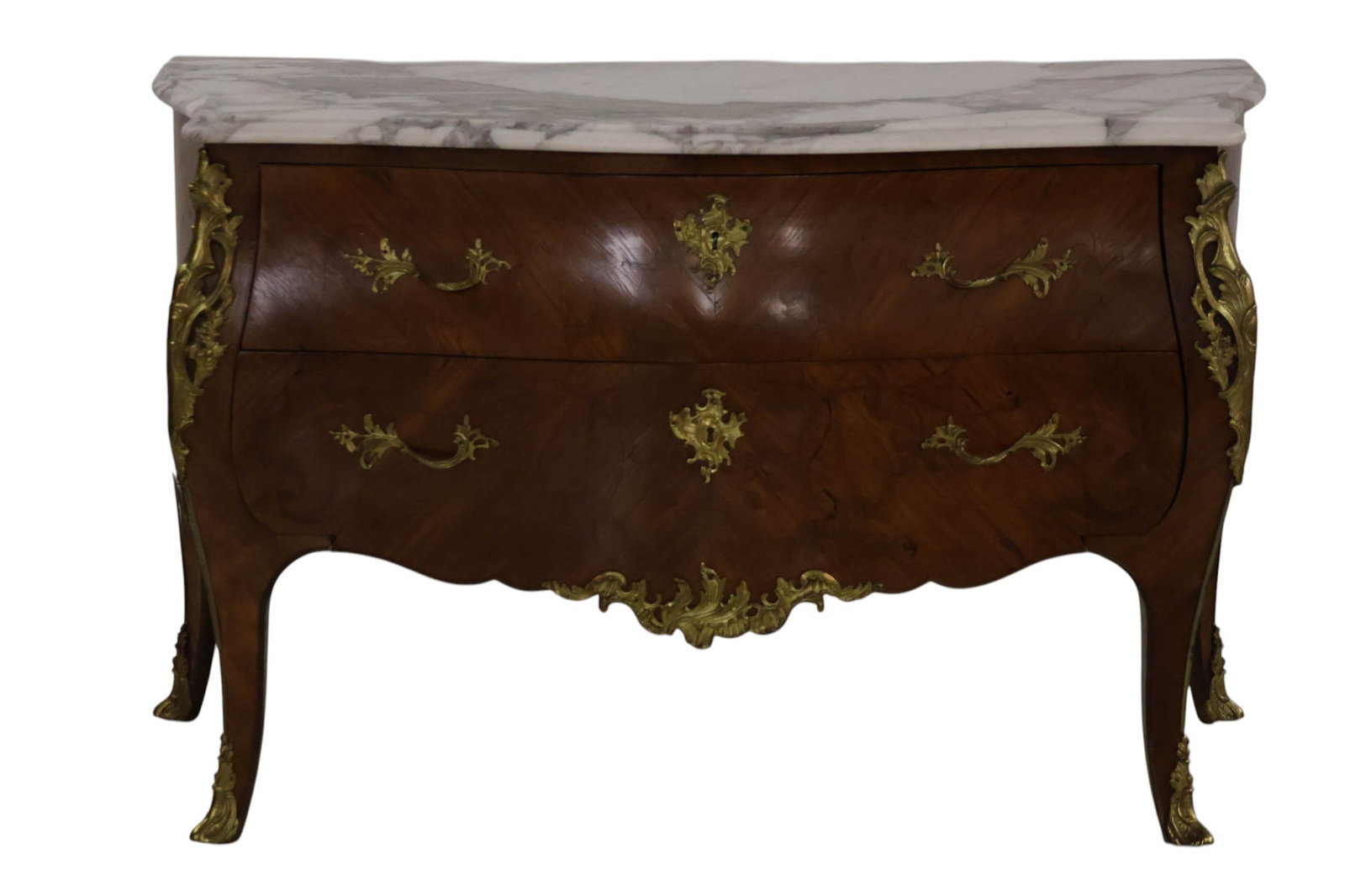 French Louis XV Marble Top Ormolou Bombe Commode (1 of 7)
